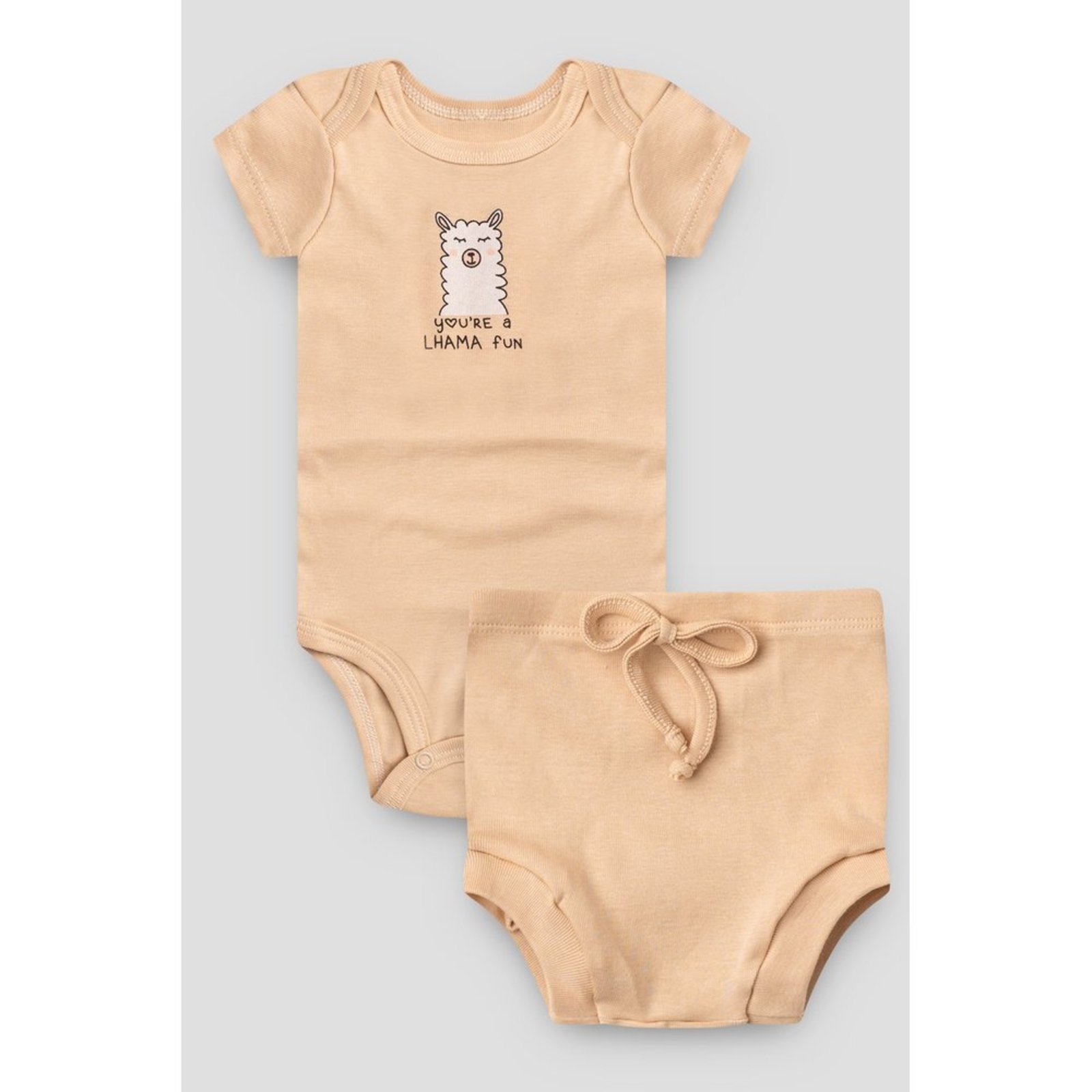 Infantil - Conjunto Body Curto e Tapa Fralda do Papai Nude Cake Lhama