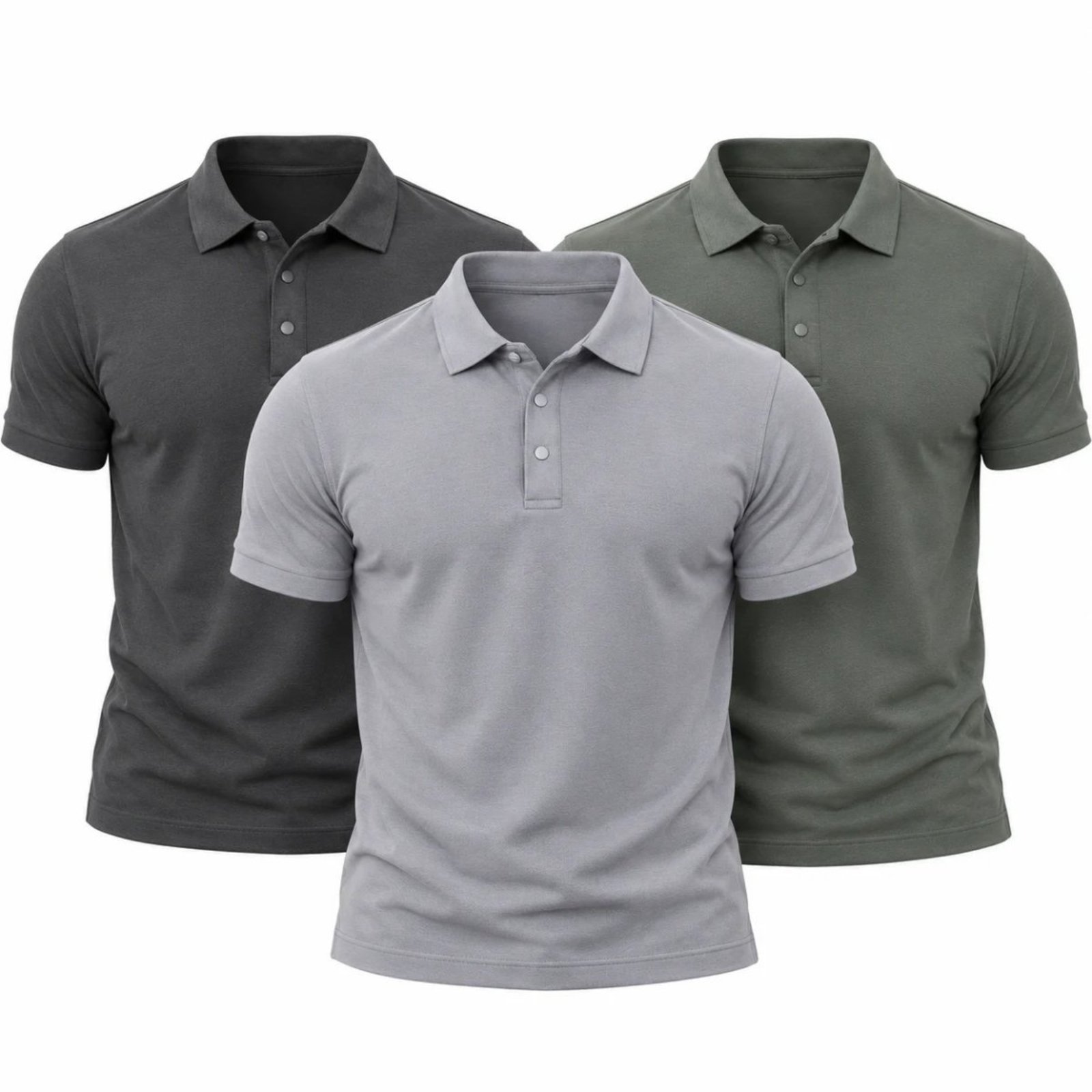 Kit 3 Camisas Polo Poliamida Masculina Básica Premium Colorido