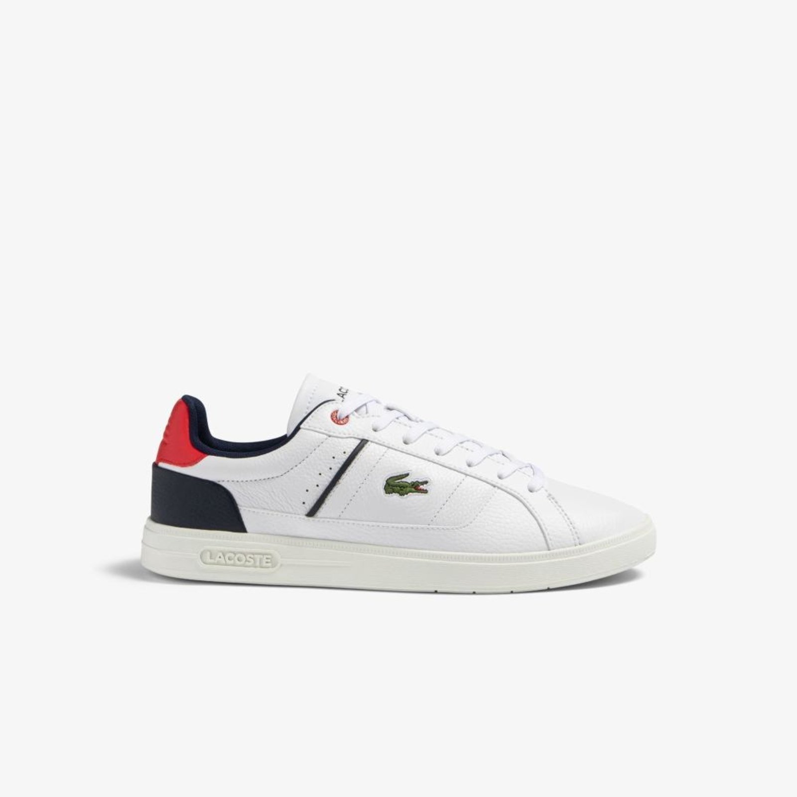 Tênis masculino Lacoste Europa Pro em material sintético tricolor Branco