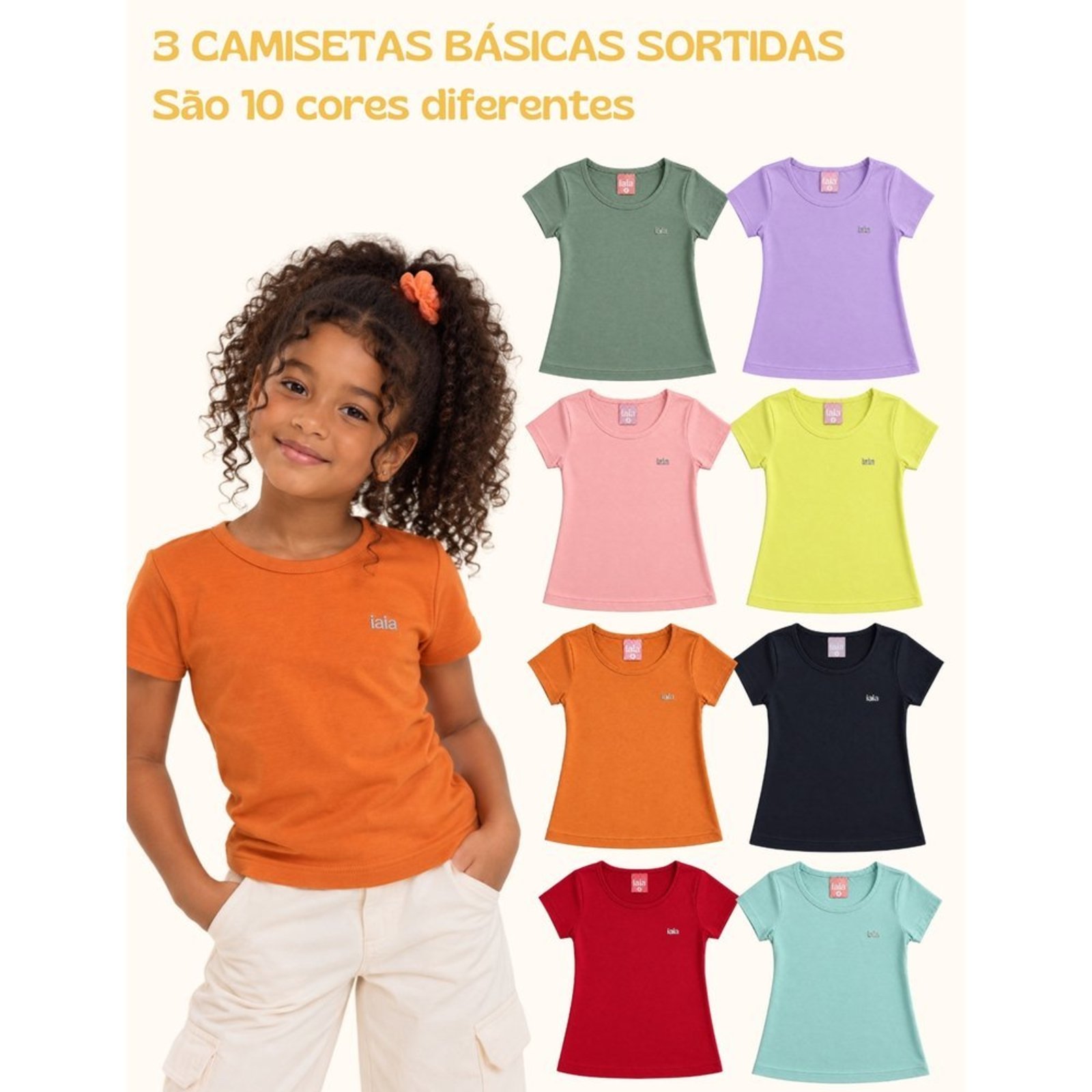 Infantil - Kit 3 Camisetas Básicas Menina Verão
