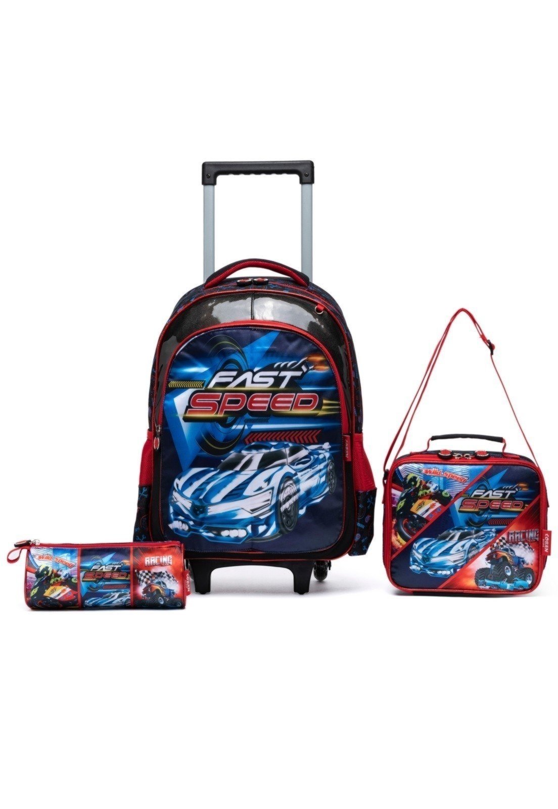 Vista 2 Infantil - Kit Mochila Masculina Coban Lancheira Estojo Escolar Espaçosa azul marinho COBAN azul marinho