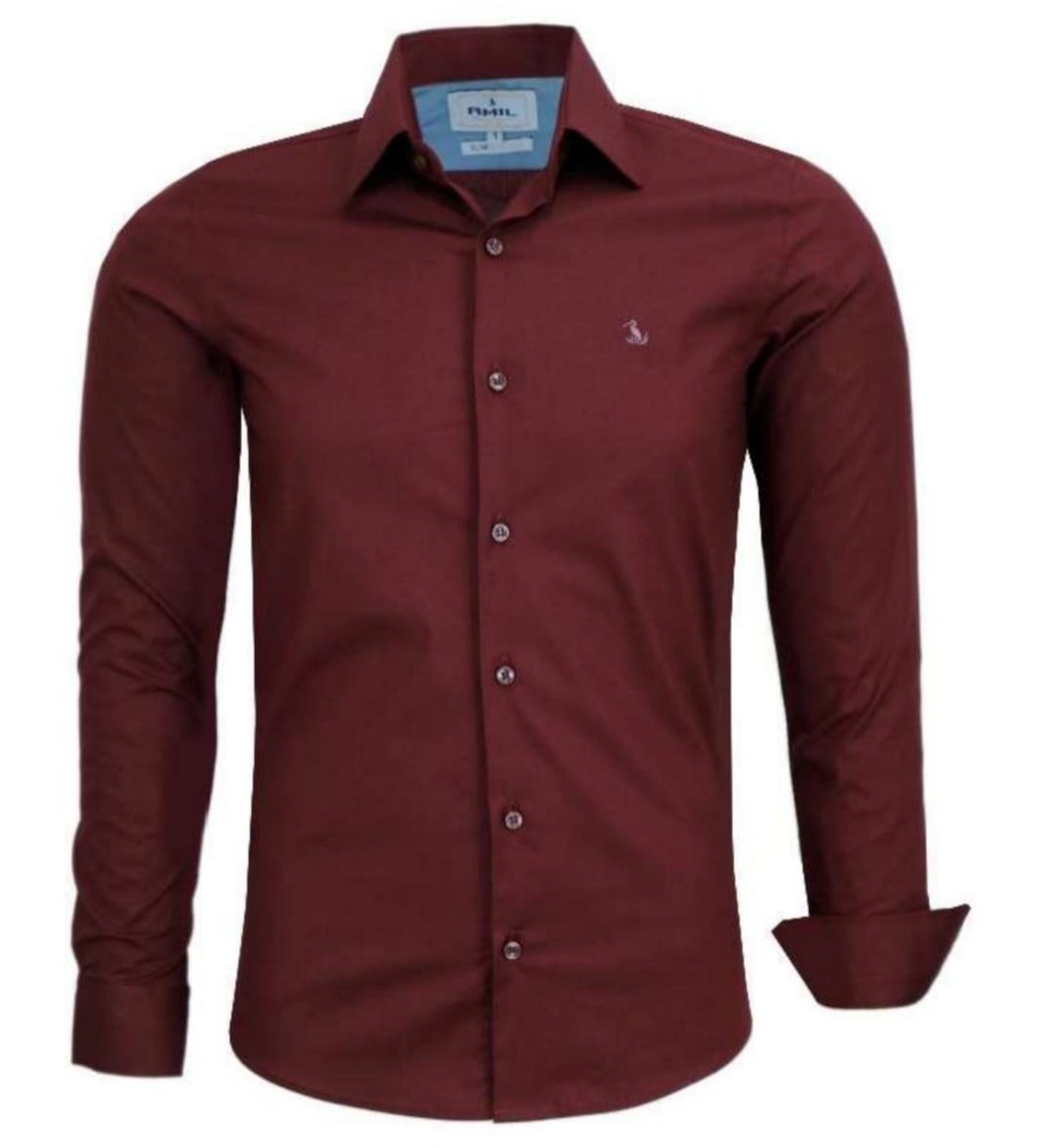 Camisa Social Amil Lavender Slim Algodão Com Elastano Linha Premium Luxo Bordô