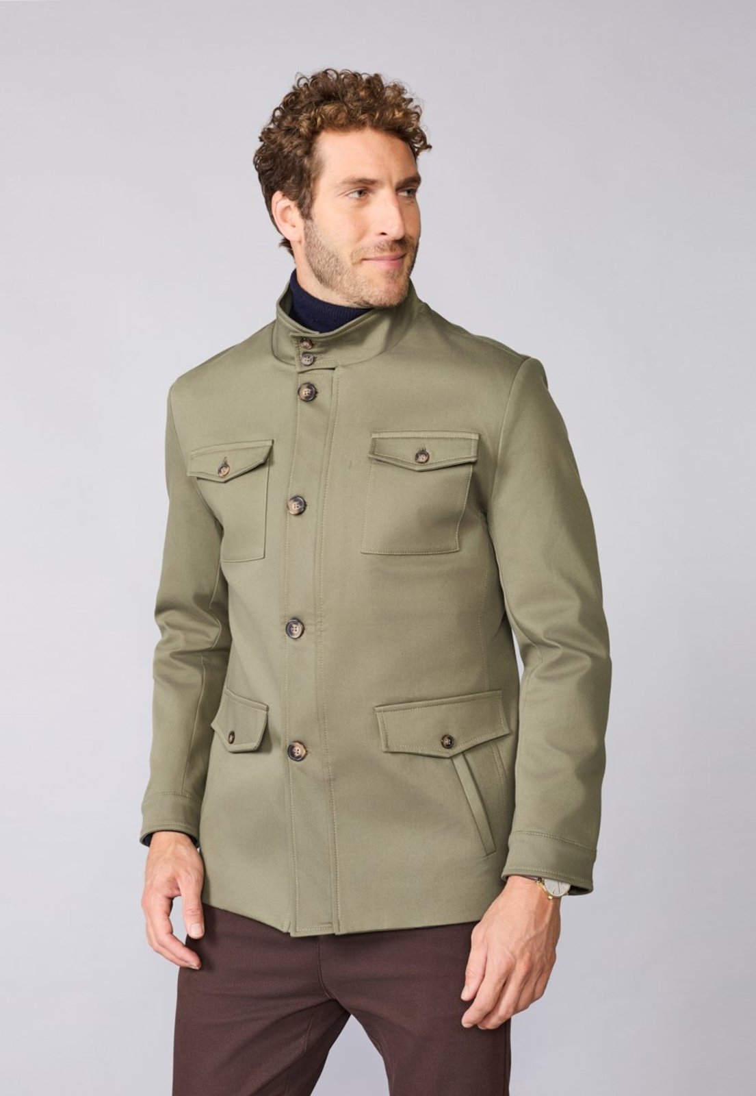 Montgomery Coat Sarja Verde Oliva