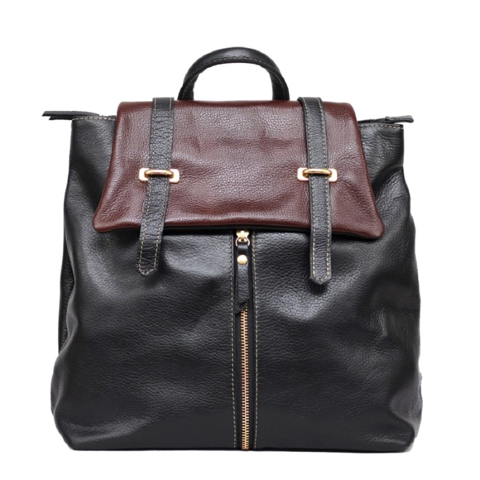 Mochila SN Couros Holanda Preto/Marrom