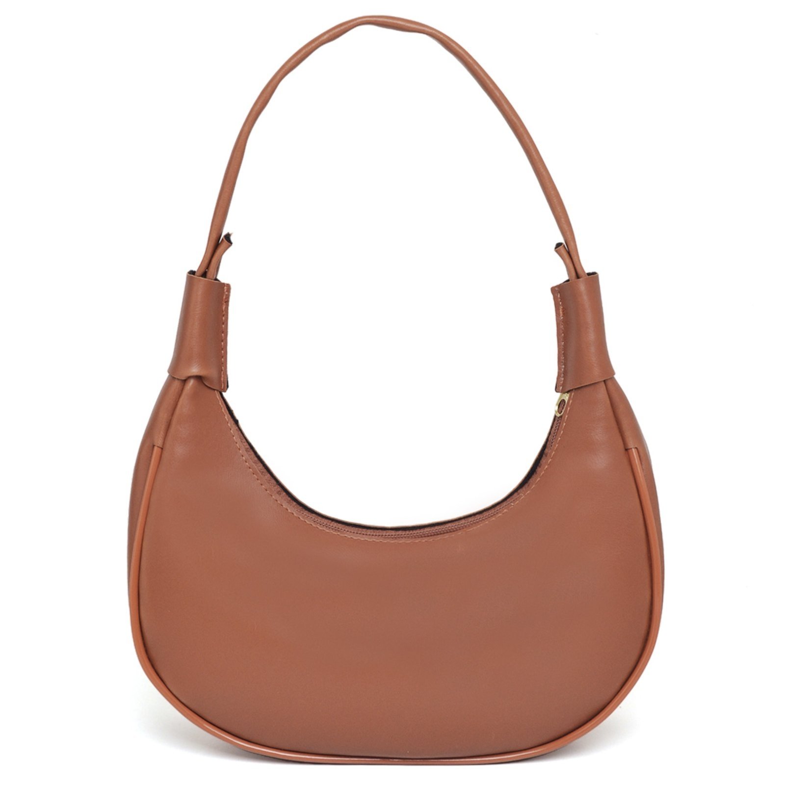 Bolsa Feminina Anna Andrade Bolsa De Ombro Casual Cluth Meia Lua Tendência Caramelo Lisa