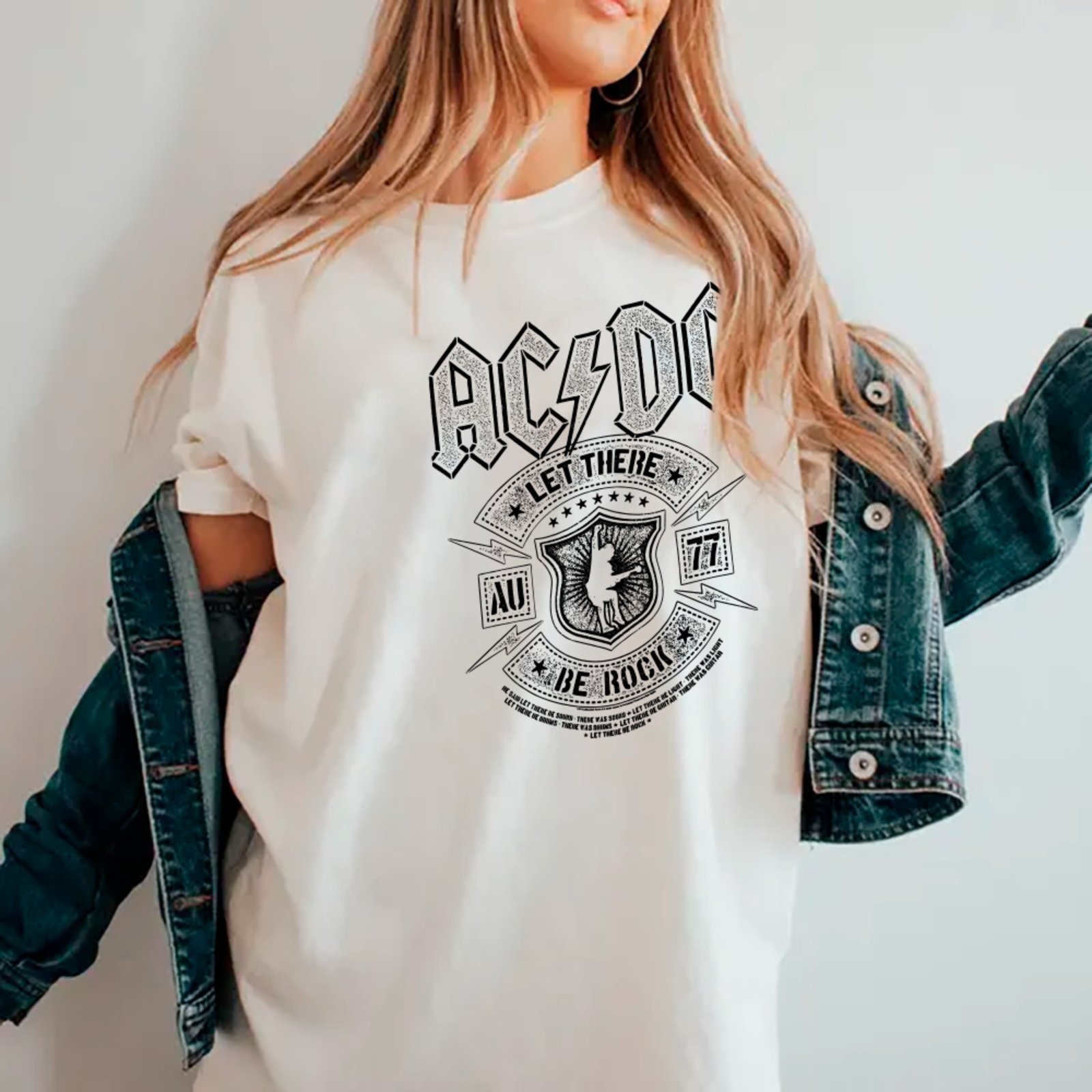 Vista 2 Camiseta Ousy Oversized AC DC Let There Be Rock Vintage Unissex marrom ousy marrom