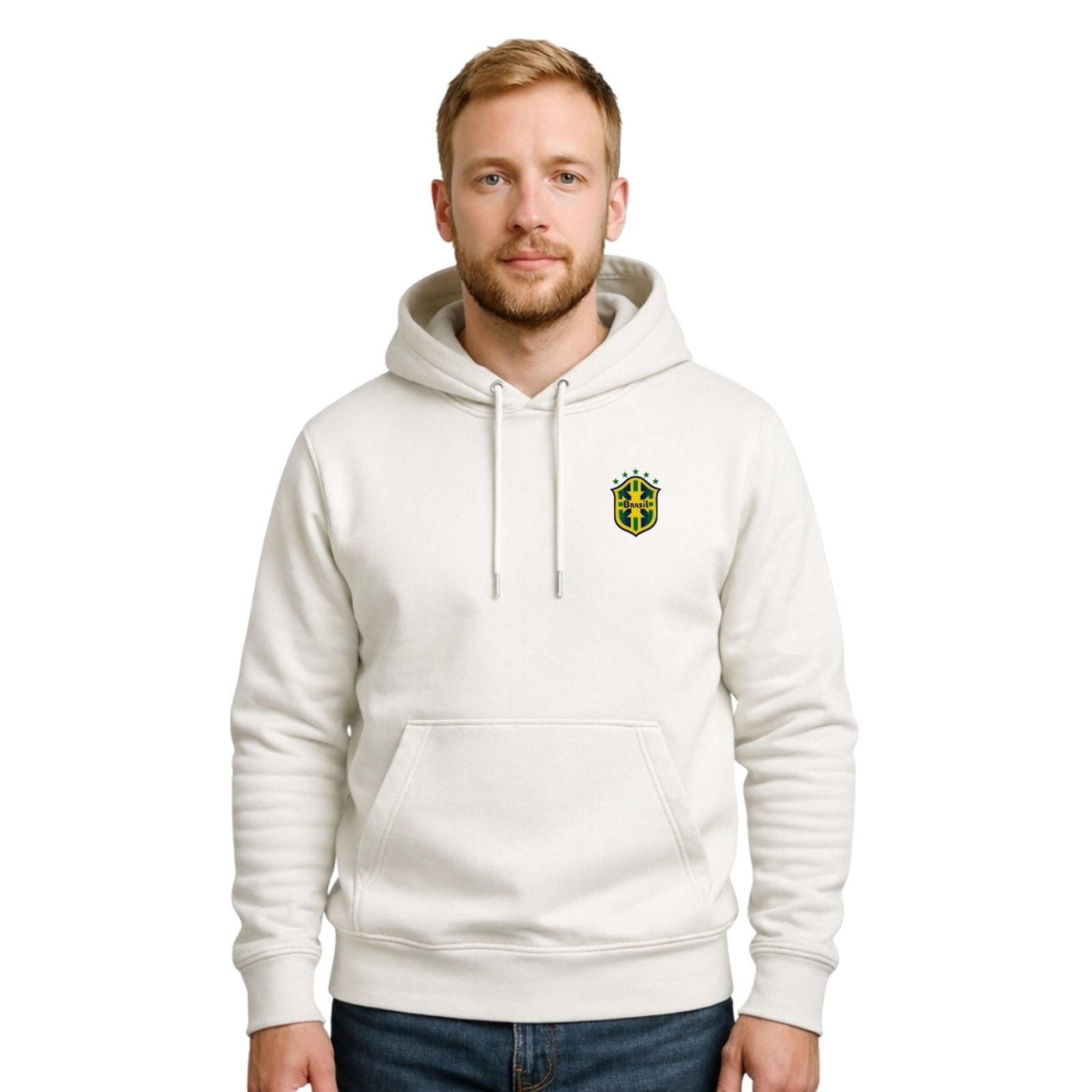 Moletom Modelo Canguru Com Capuz Masculino Estampado Brasil