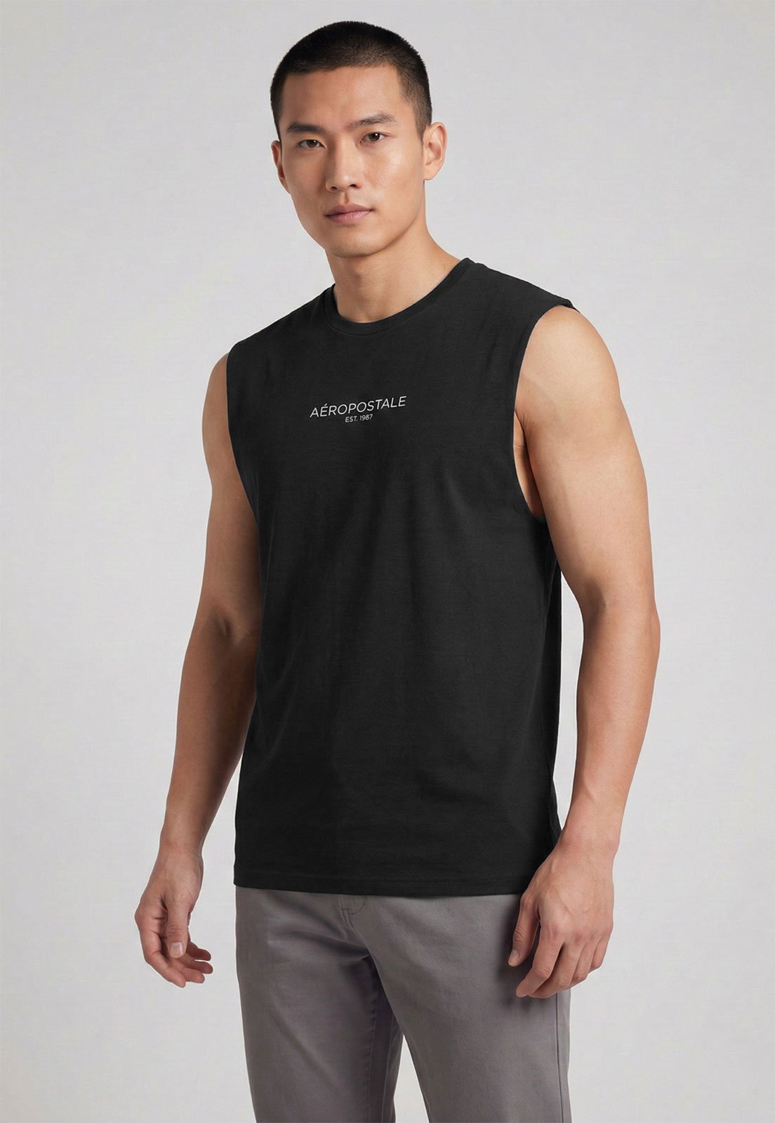 Regata Masculina Aeropostale Logo Bordado Preta