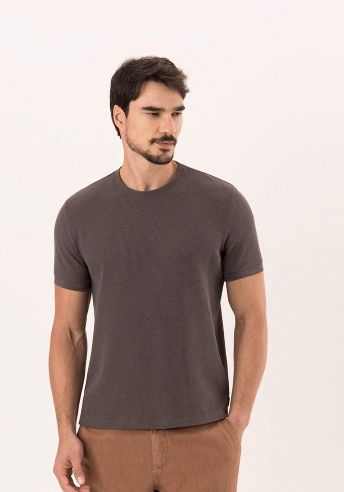 Camiseta De Mangas Curtas Em Malha Texturizada