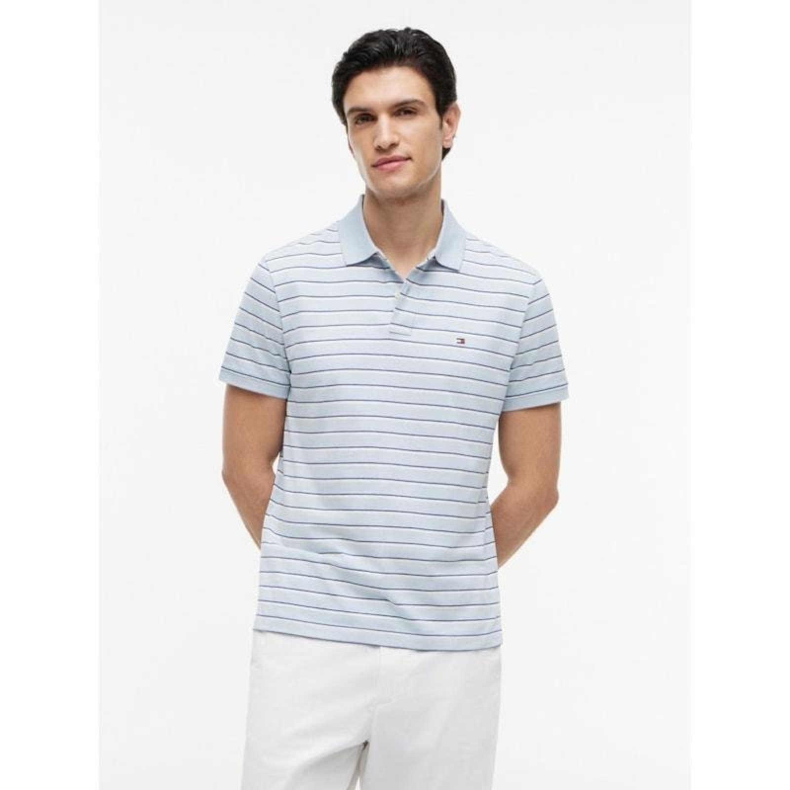Polo Interlock Listrada Branco