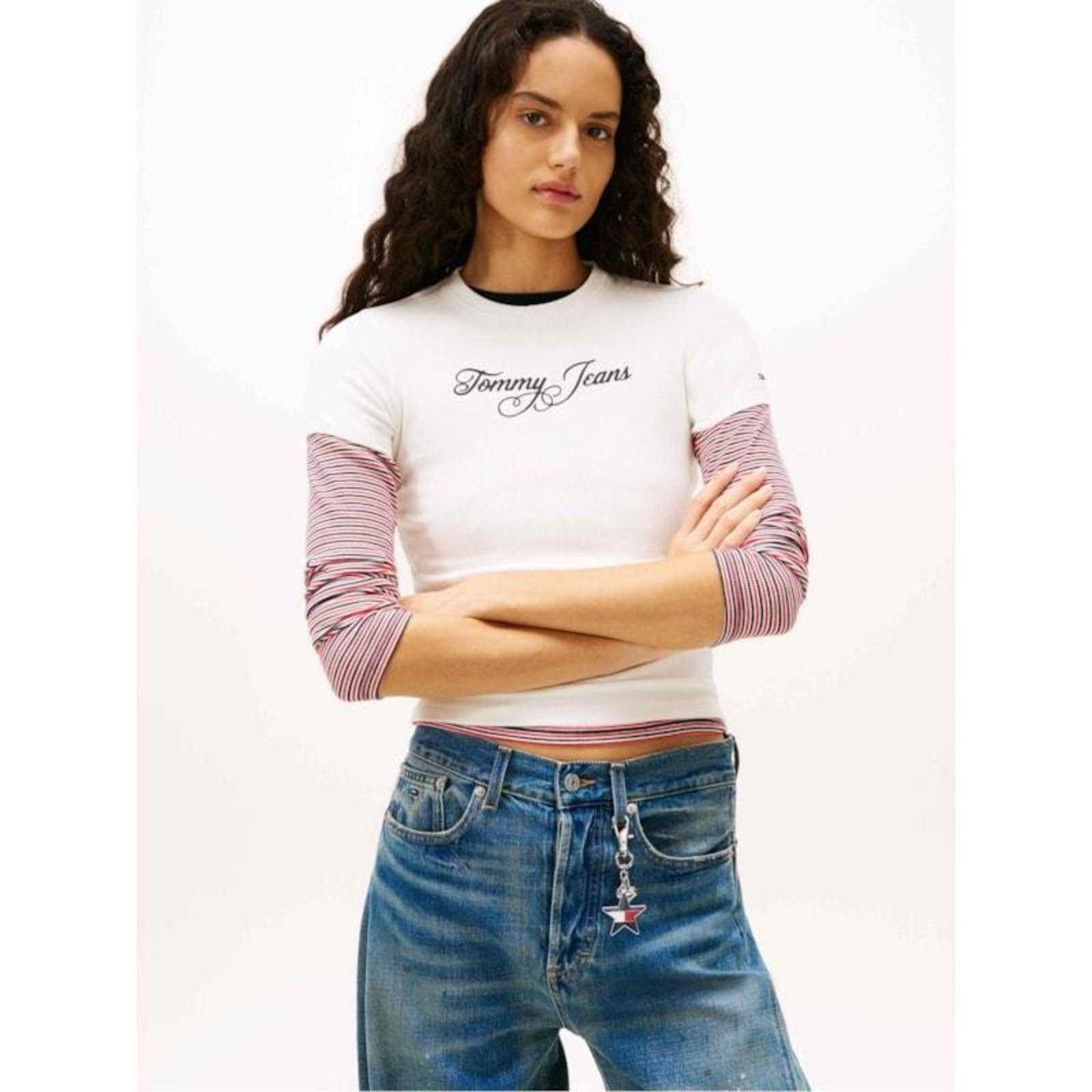 Camiseta Slim de Ribana com Logo Cursivo Branco