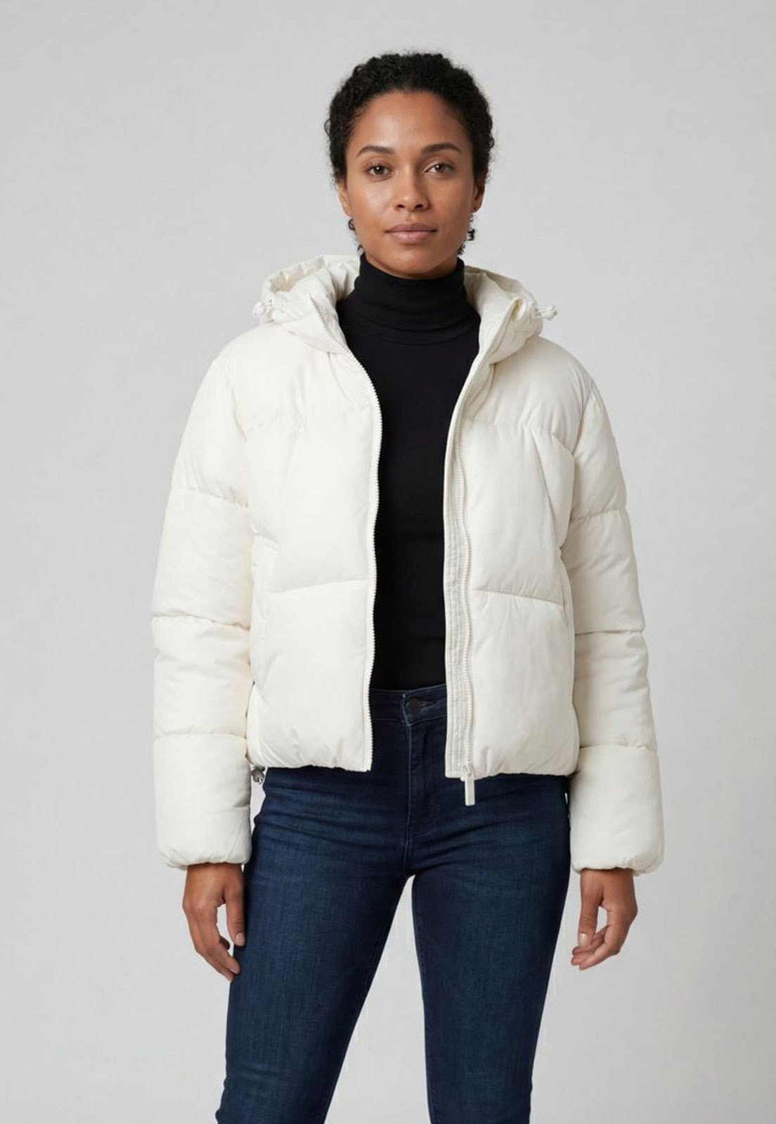 Jaqueta Feminina Fila Puffer Letter Off-White