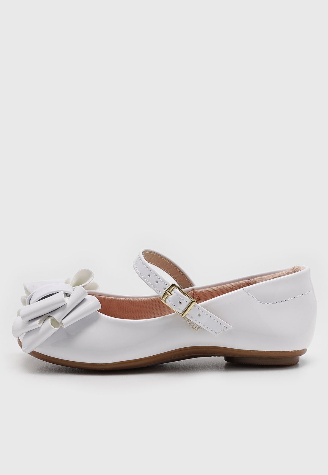 Vista 3 Infantil - Sapatilha Molekinha Verniz Laço Branca branco MOLEKINHA branco