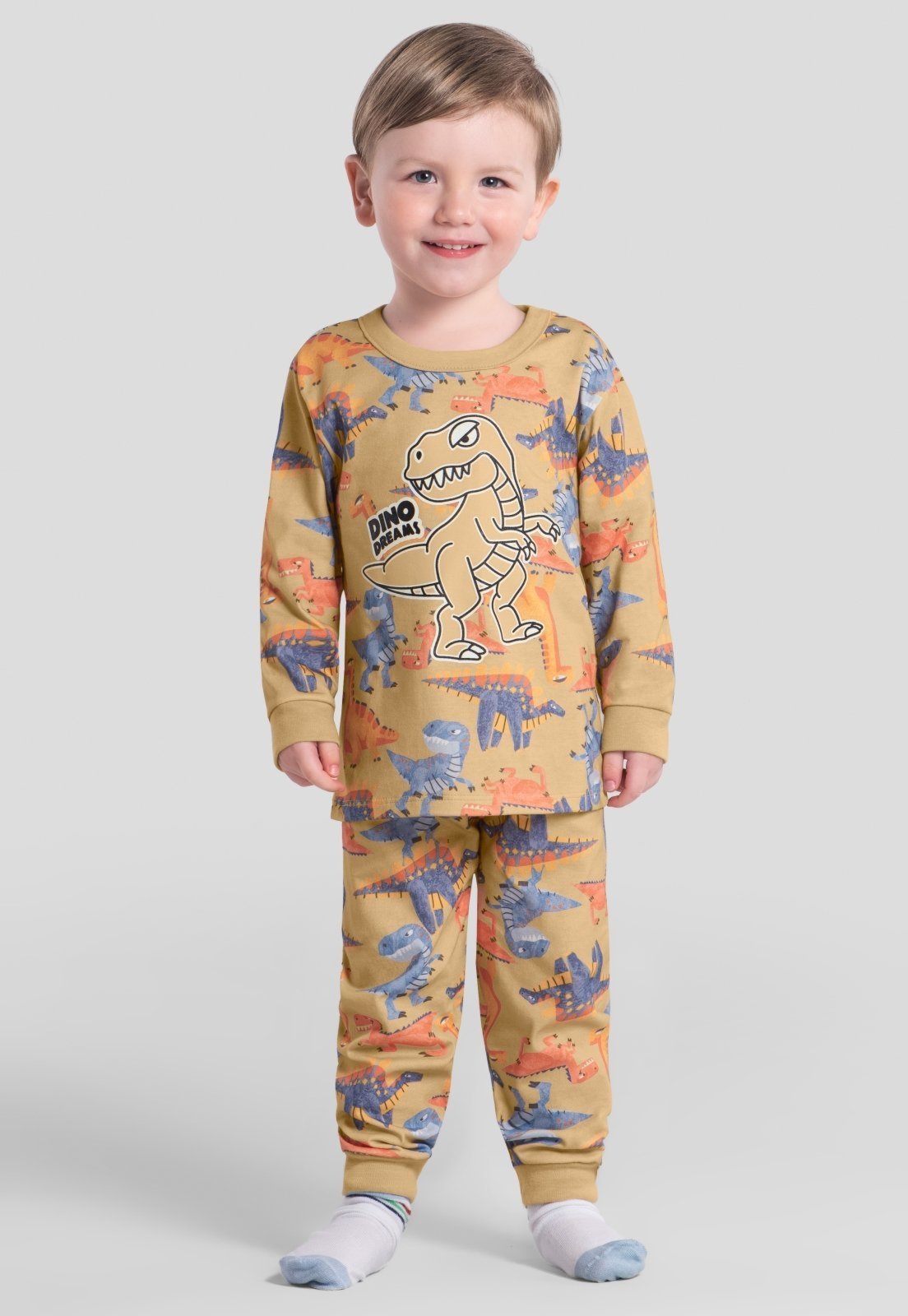 Infantil - Pijama menino dinossauro brilha no escuro Brandili