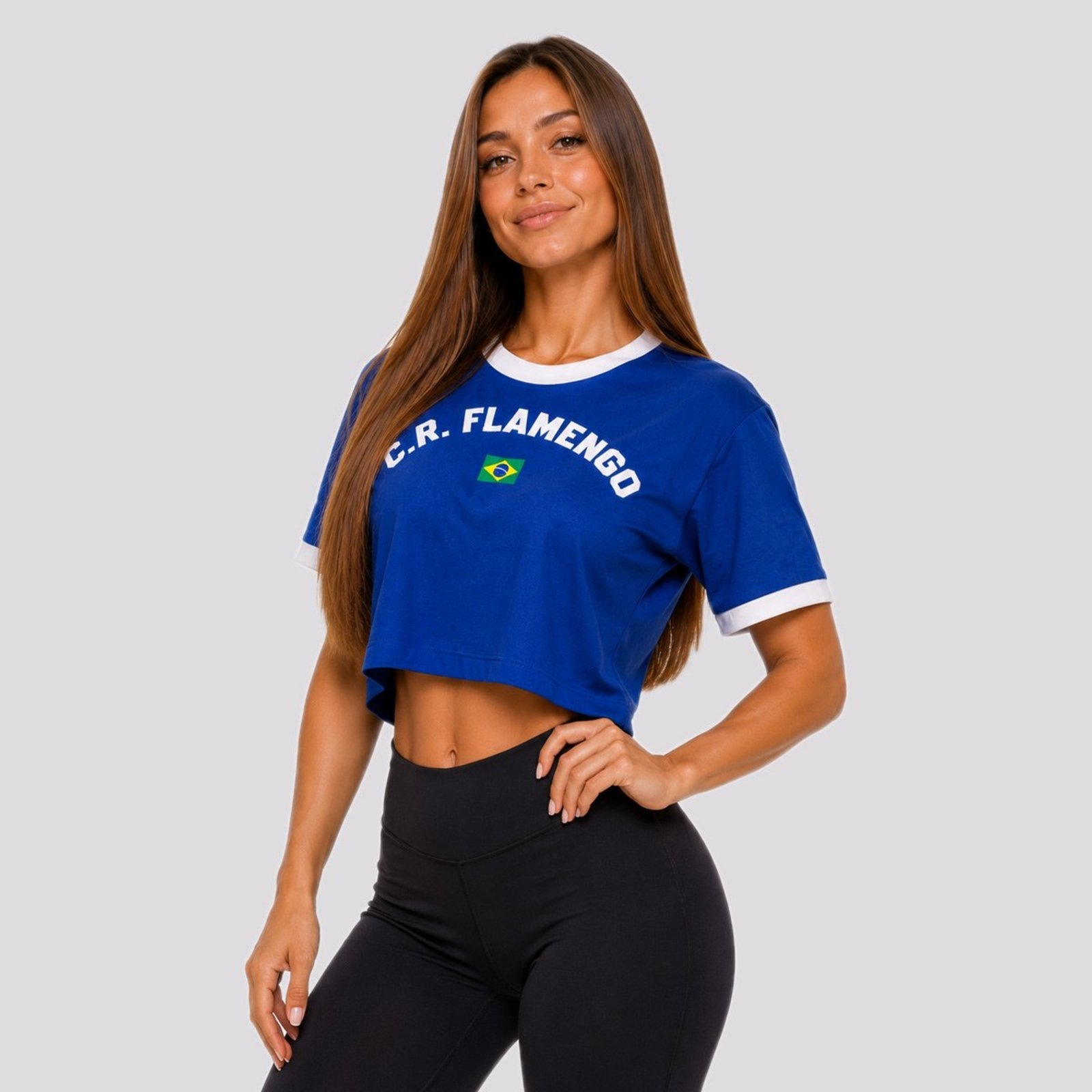 Cropped Flamengo Flor Azul
