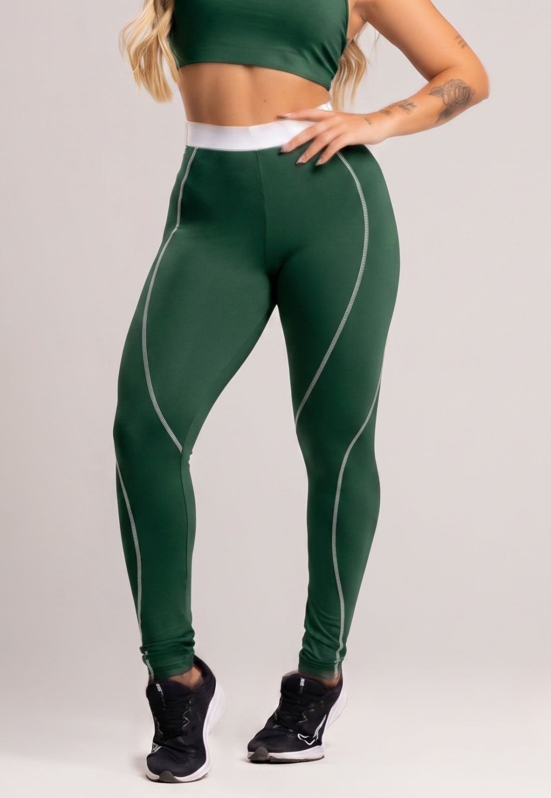 Calça Legging MVB Modas com Elástico Cintura Alta Feminina Poliamida Oliva