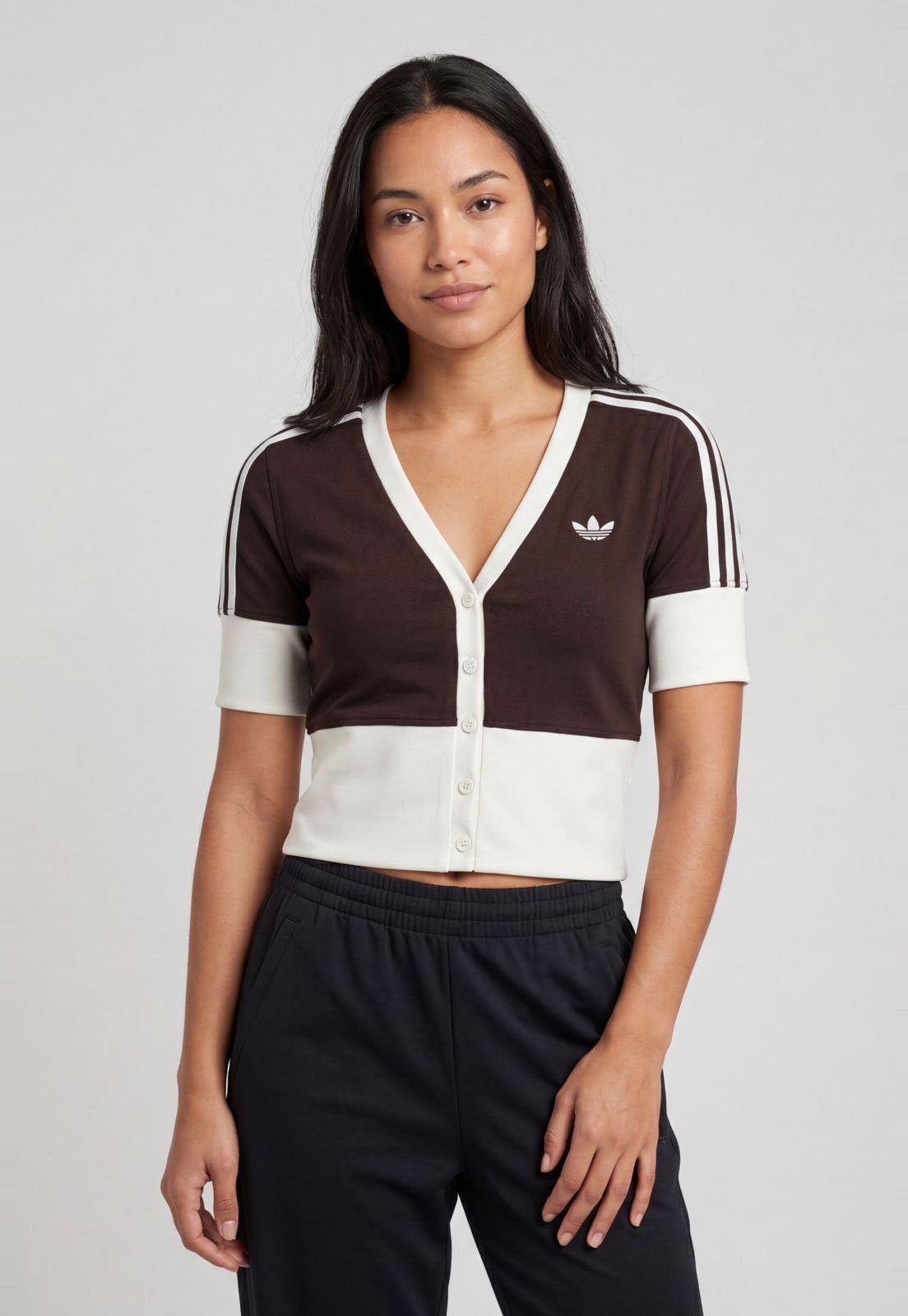 Blusa Cropped adidas Originals Manga Curta Marrom