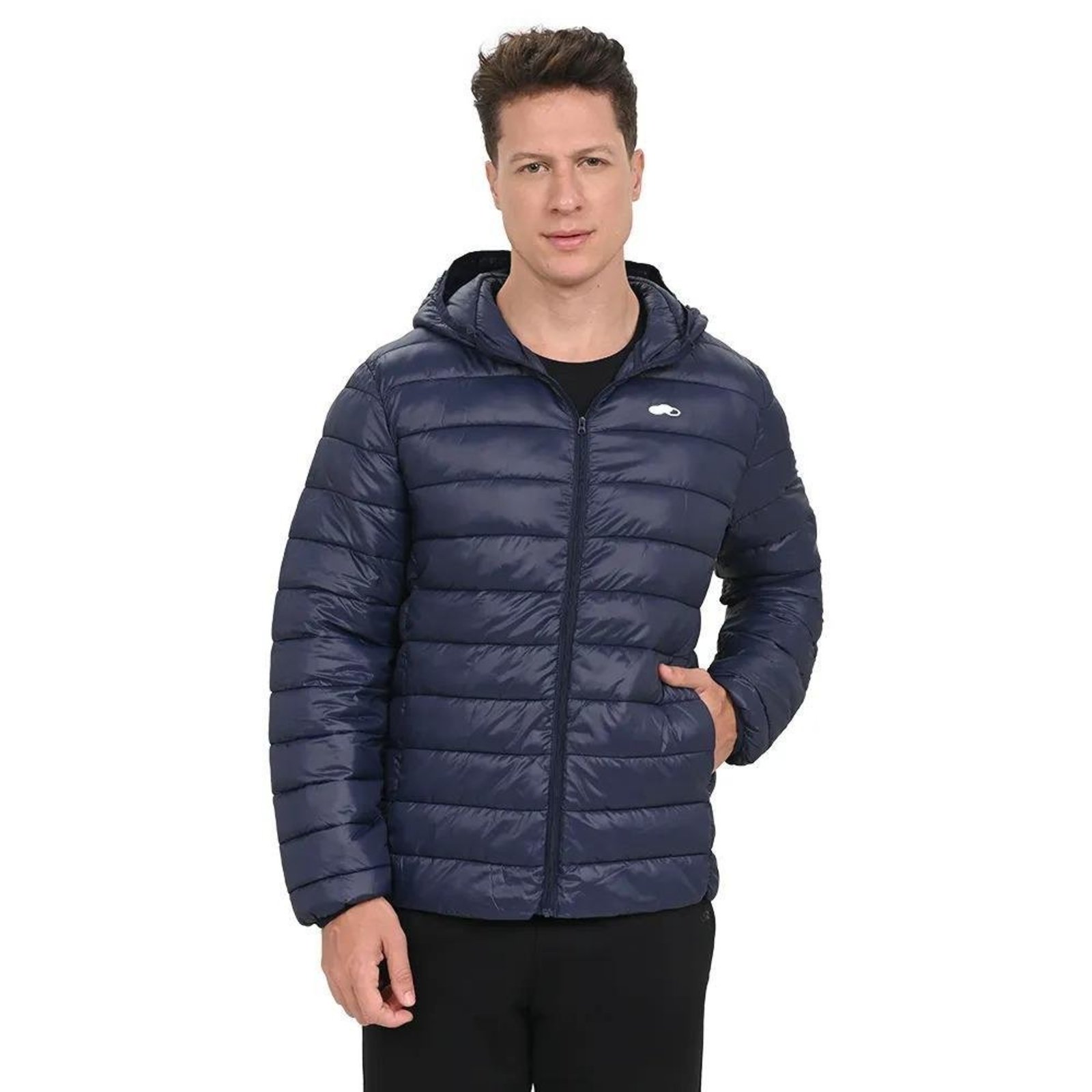 Jaqueta Puffer Masculina Olympikus Zíper Capuz OIMWL24110 Azul Marinho G