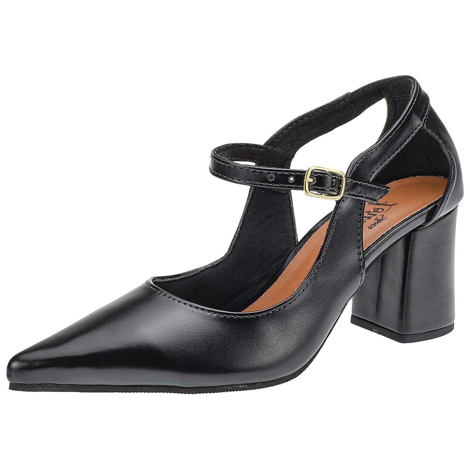 Sapato Feminino Lóris Shoes Scarpin Casual Salto Alto Grosso Lóris Bico Fino 3040 Preto