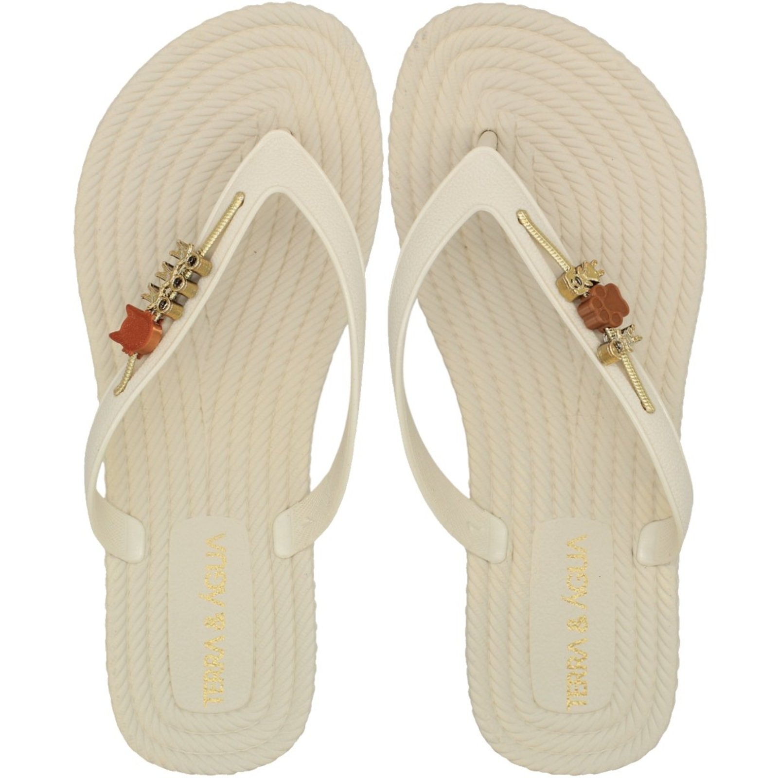 Chinelo De Dedo Texturizado Terra e Água Pingentes Feminino