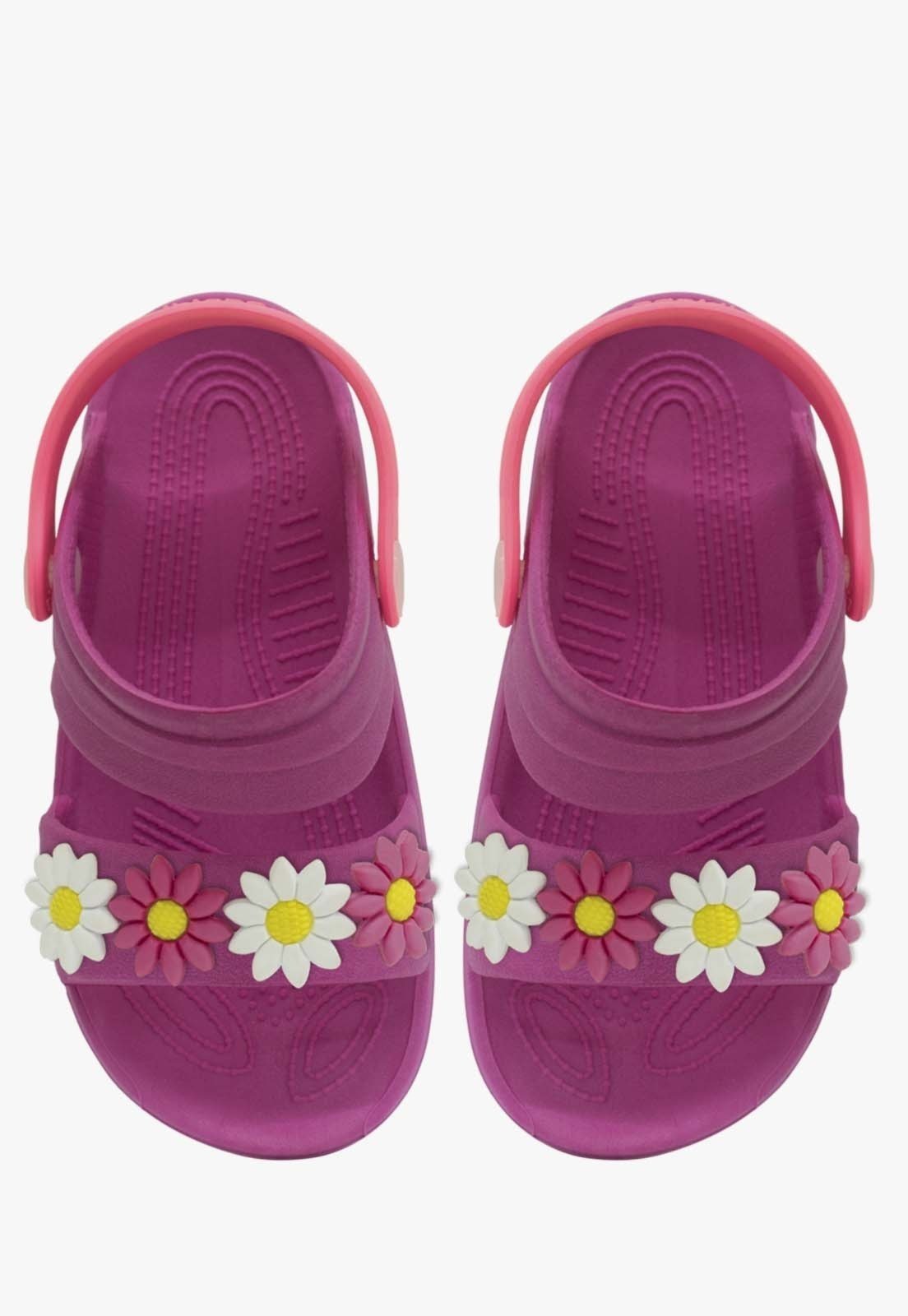 Vista 3 Infantil - Sandalia Papete Feminino Pópidi Menina Babuche Flores Rosa Pink pink rosa Pópidí pink rosa