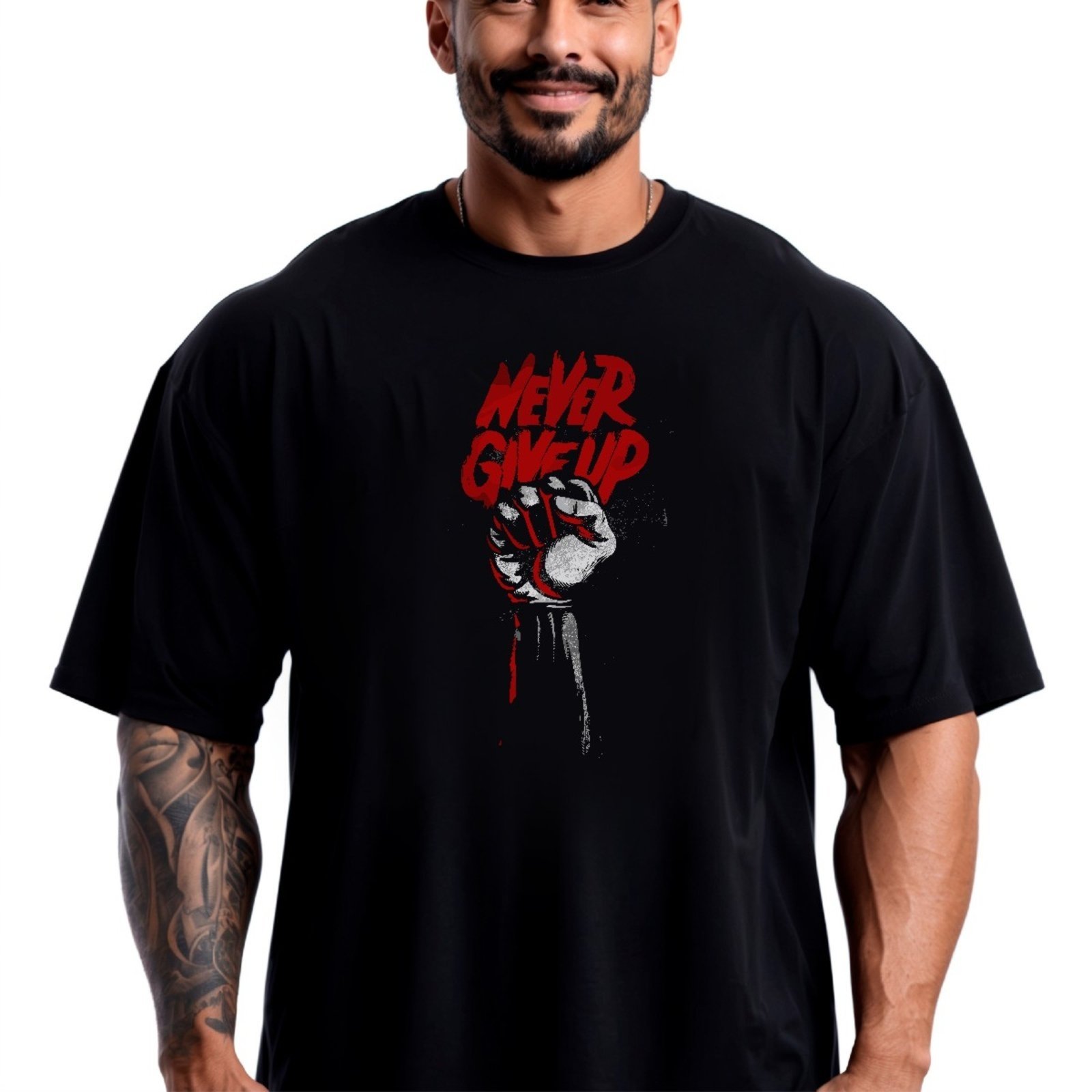 Camiseta Oversized Over Masculina Algodão Academia Preto