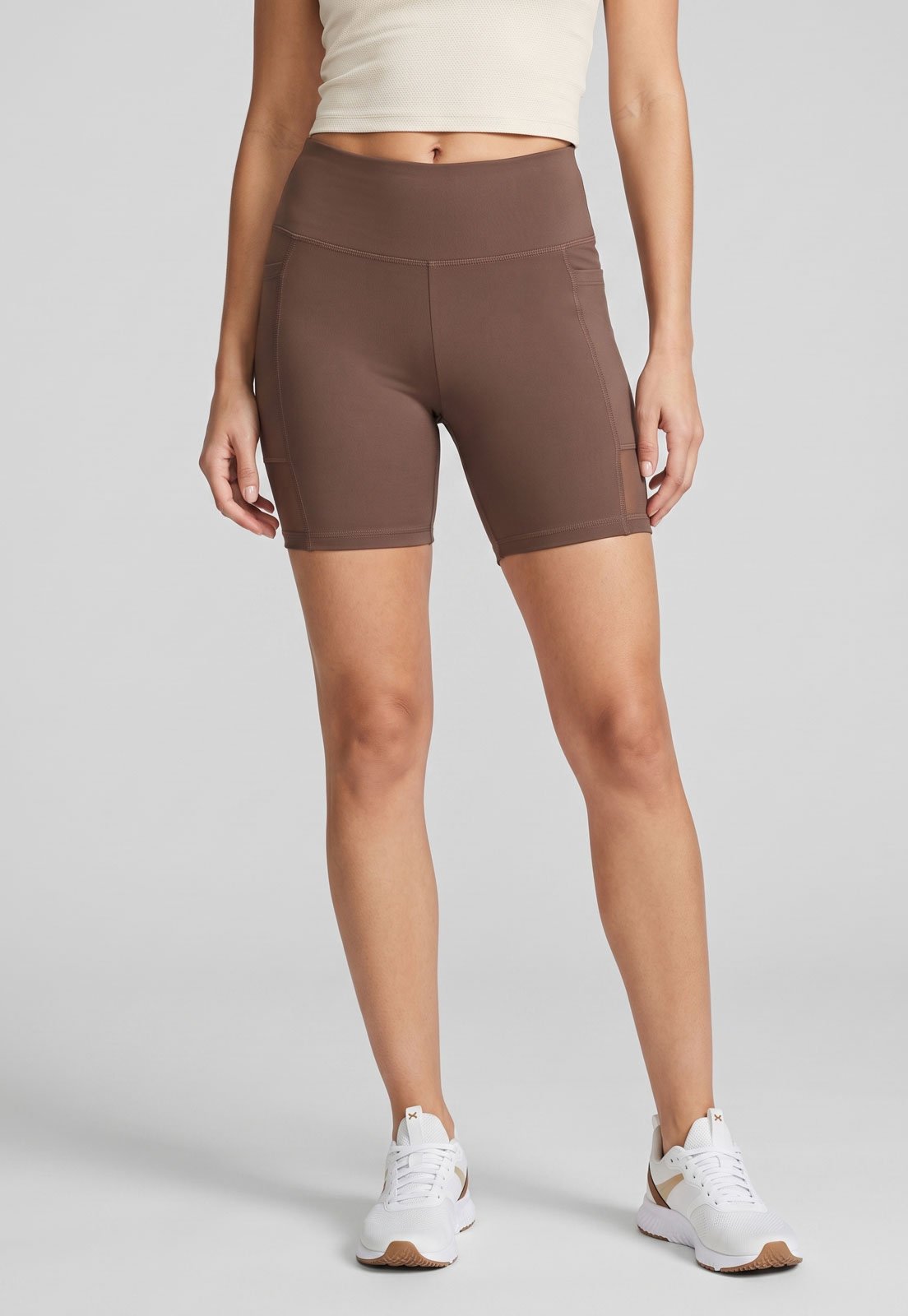 Bermuda Ciclista Feminina HERING SPORTS Recortes Marrom