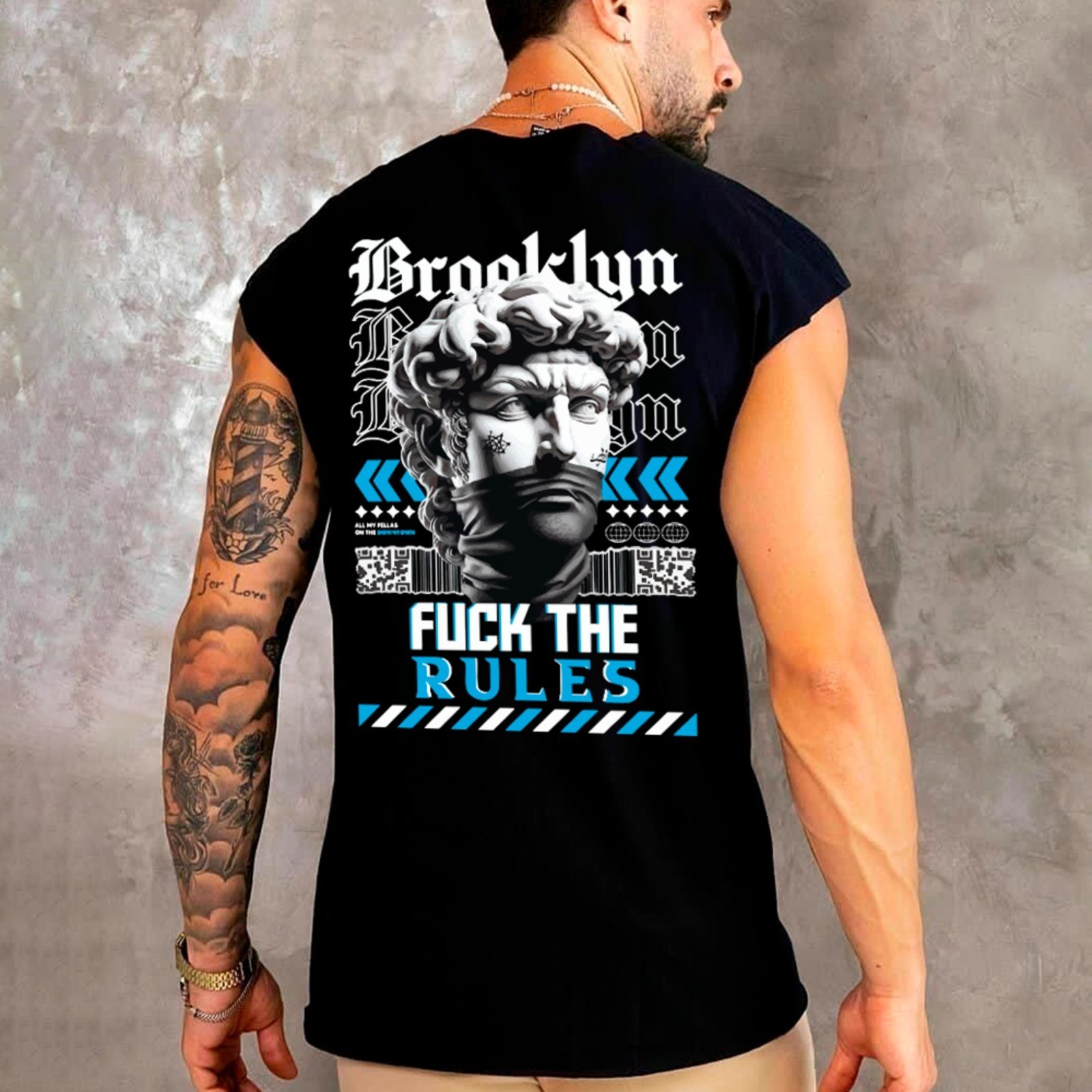 Camiseta Regata Machão Ousy Brooklyn Oversized Masculina Preto