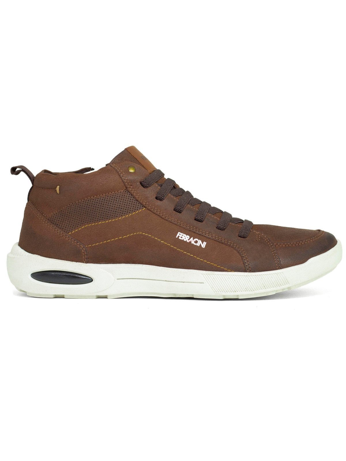 Bota Masculina Ferracini Casual Pulse 24h Couro Legítimo Elástico Zíper Conforto Chocolate