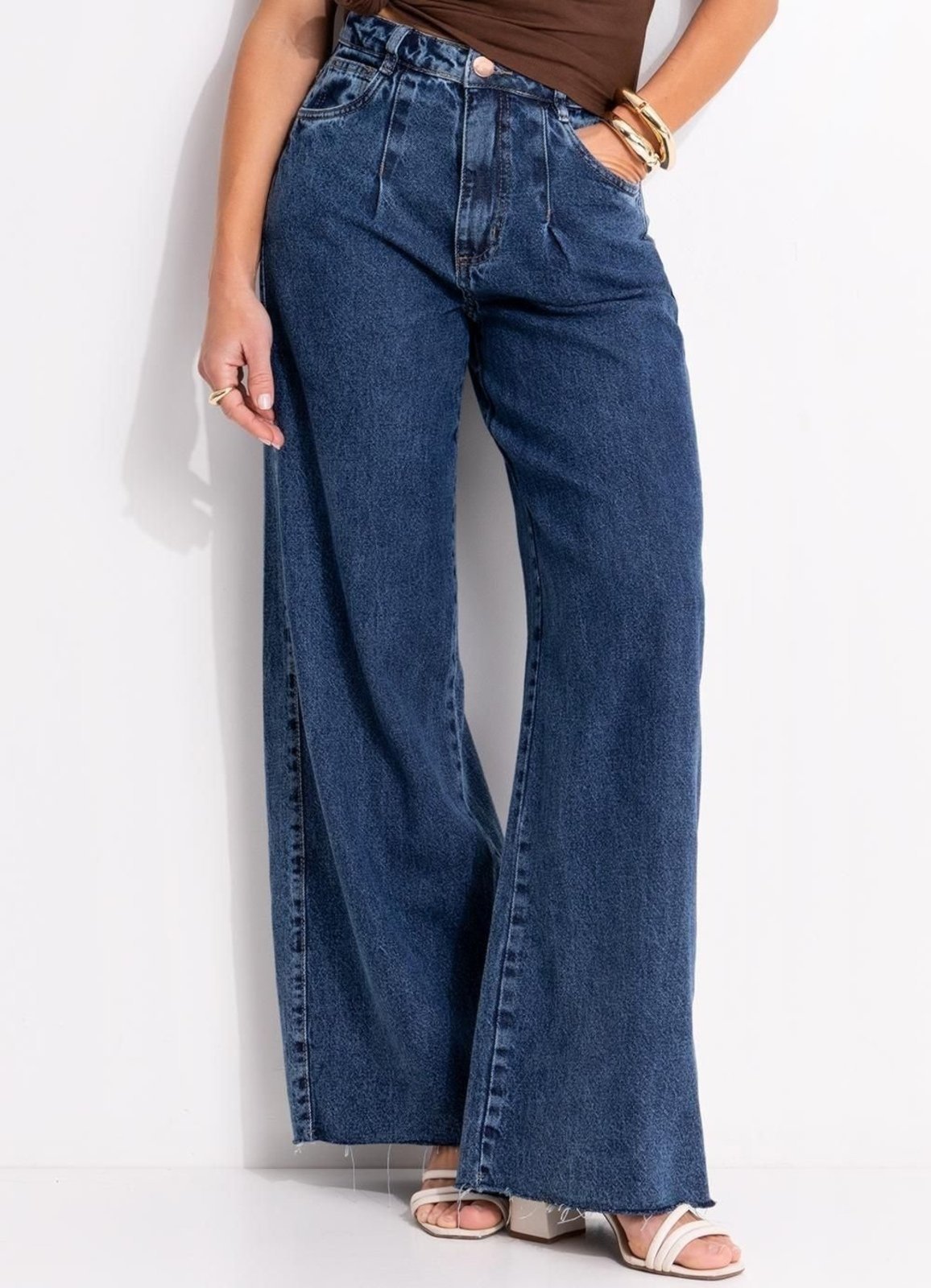 Calça Em Jeans Azul Escuro Quintess