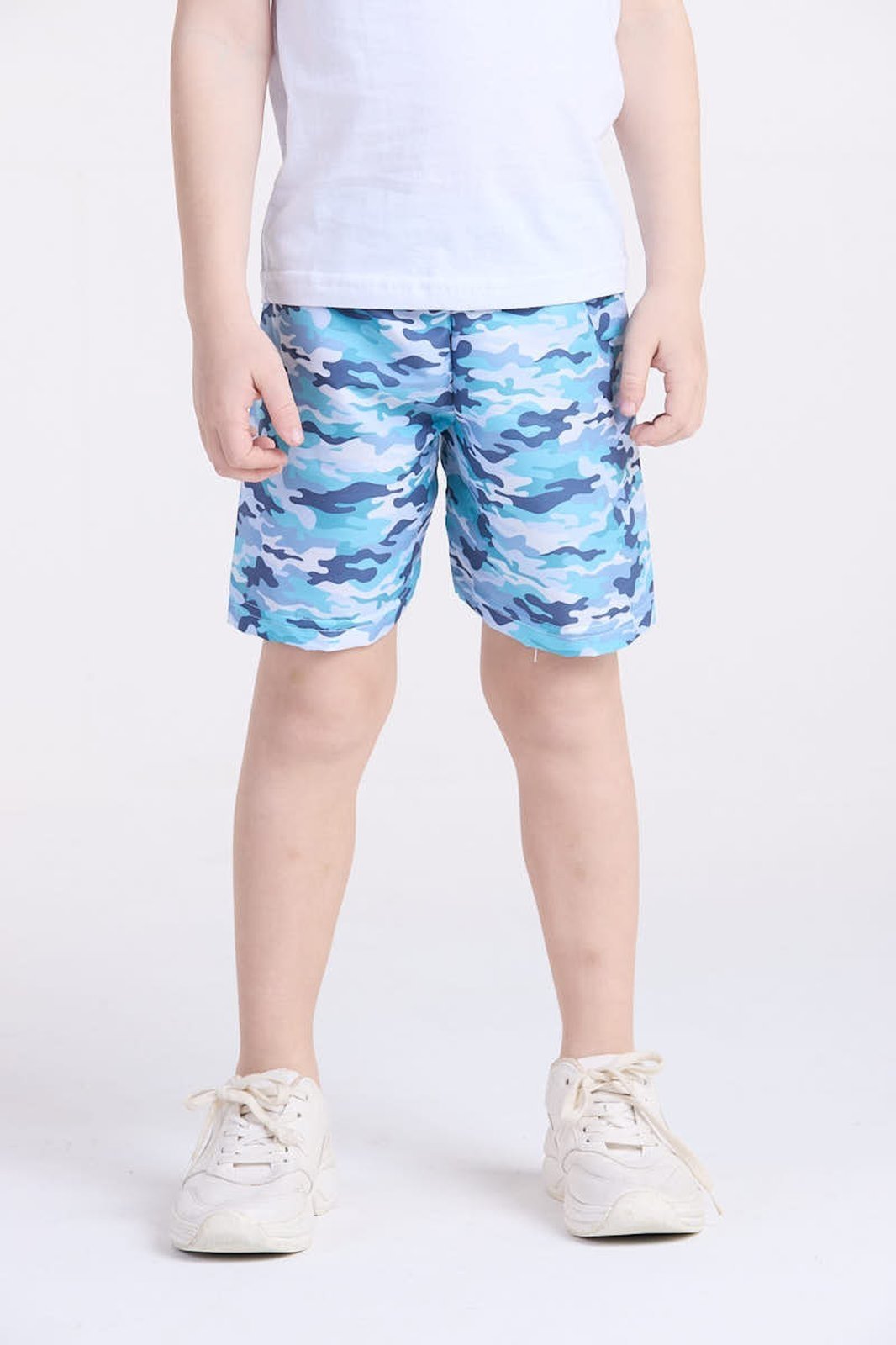 Infantil - Bermuda Tactel Camuflado Azul
