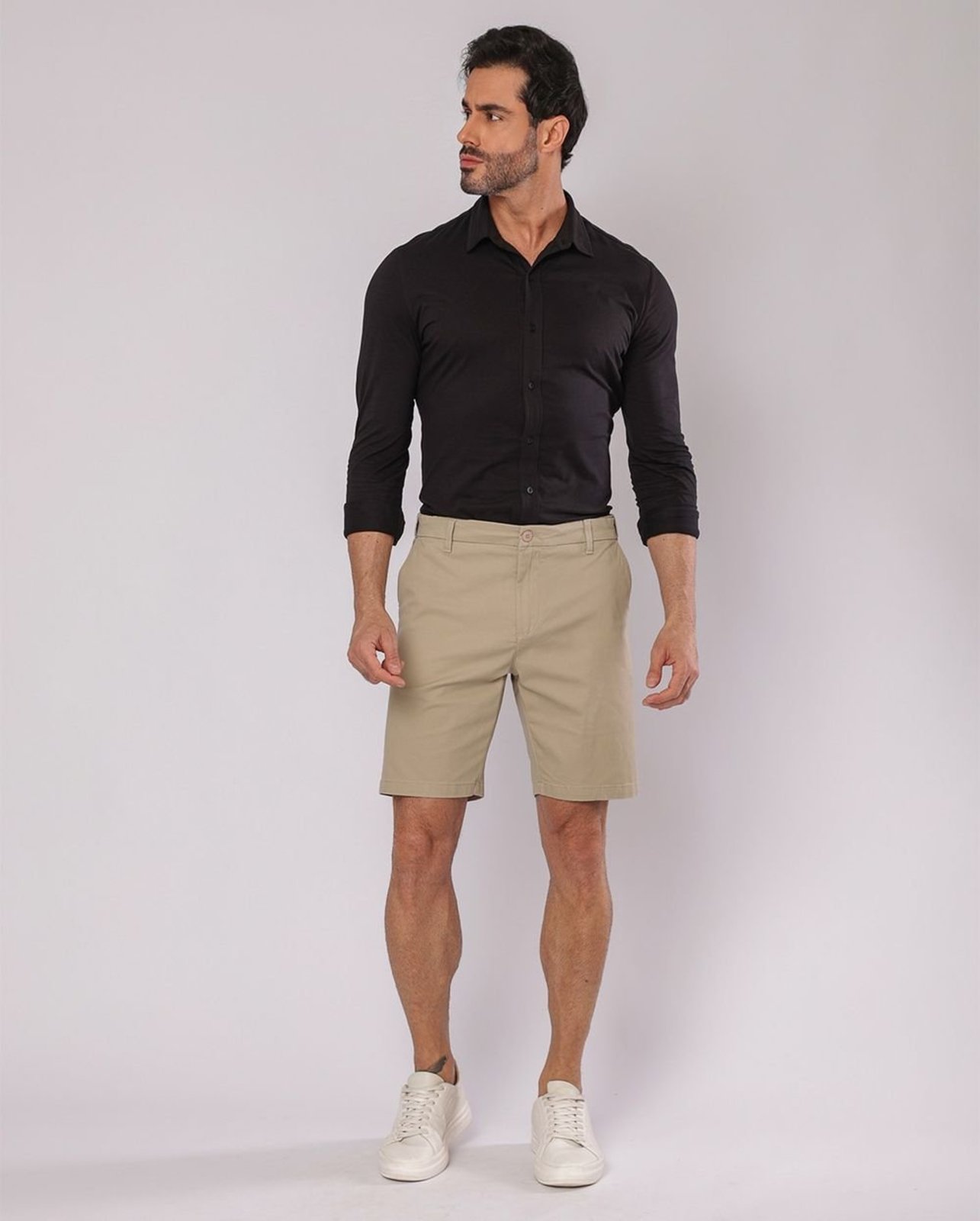 Bermuda Masculina Chino Elástico No Cós 11100 Caqui Consciência