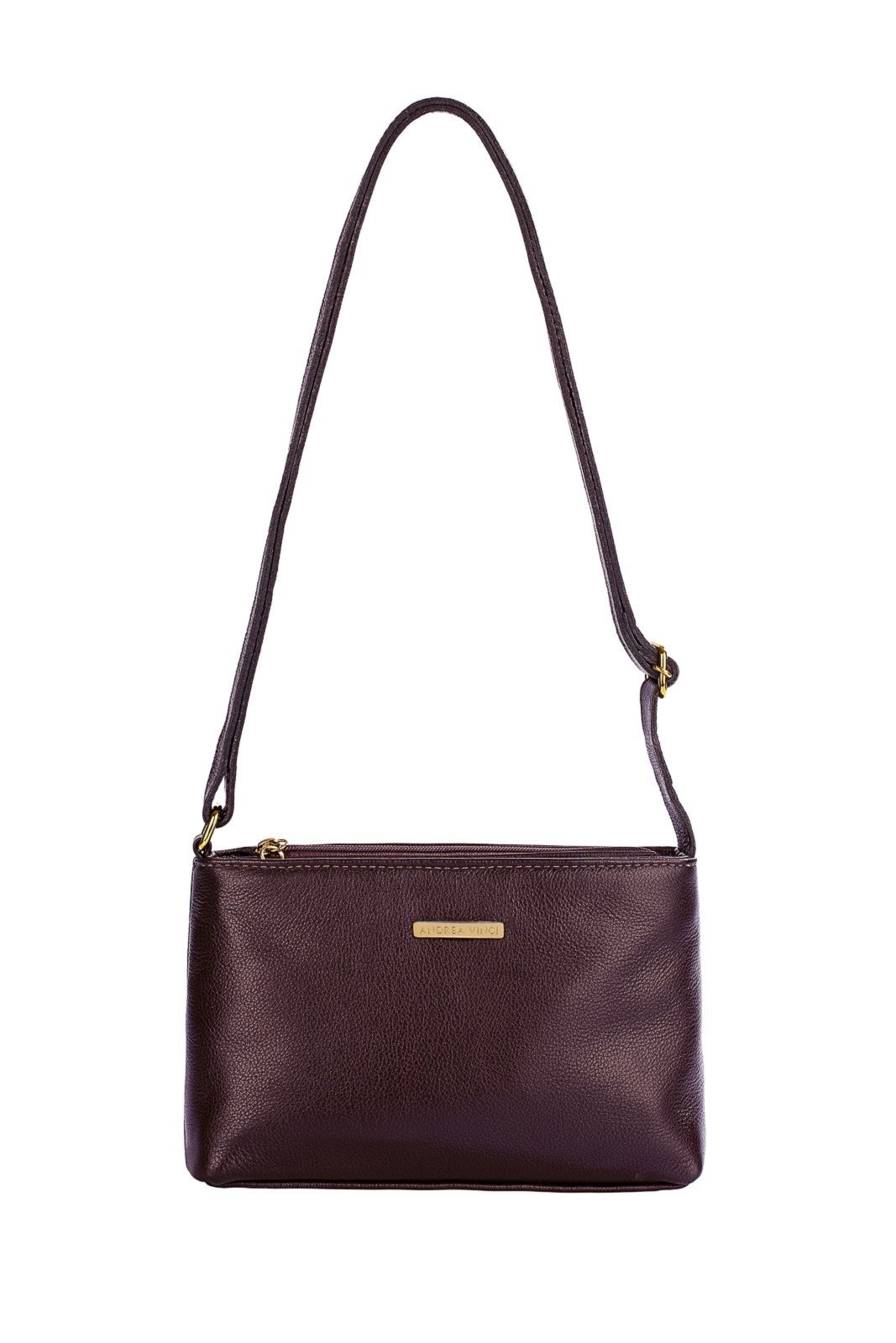 Bolsa pequena transversal de couro liso Iris - Marsala