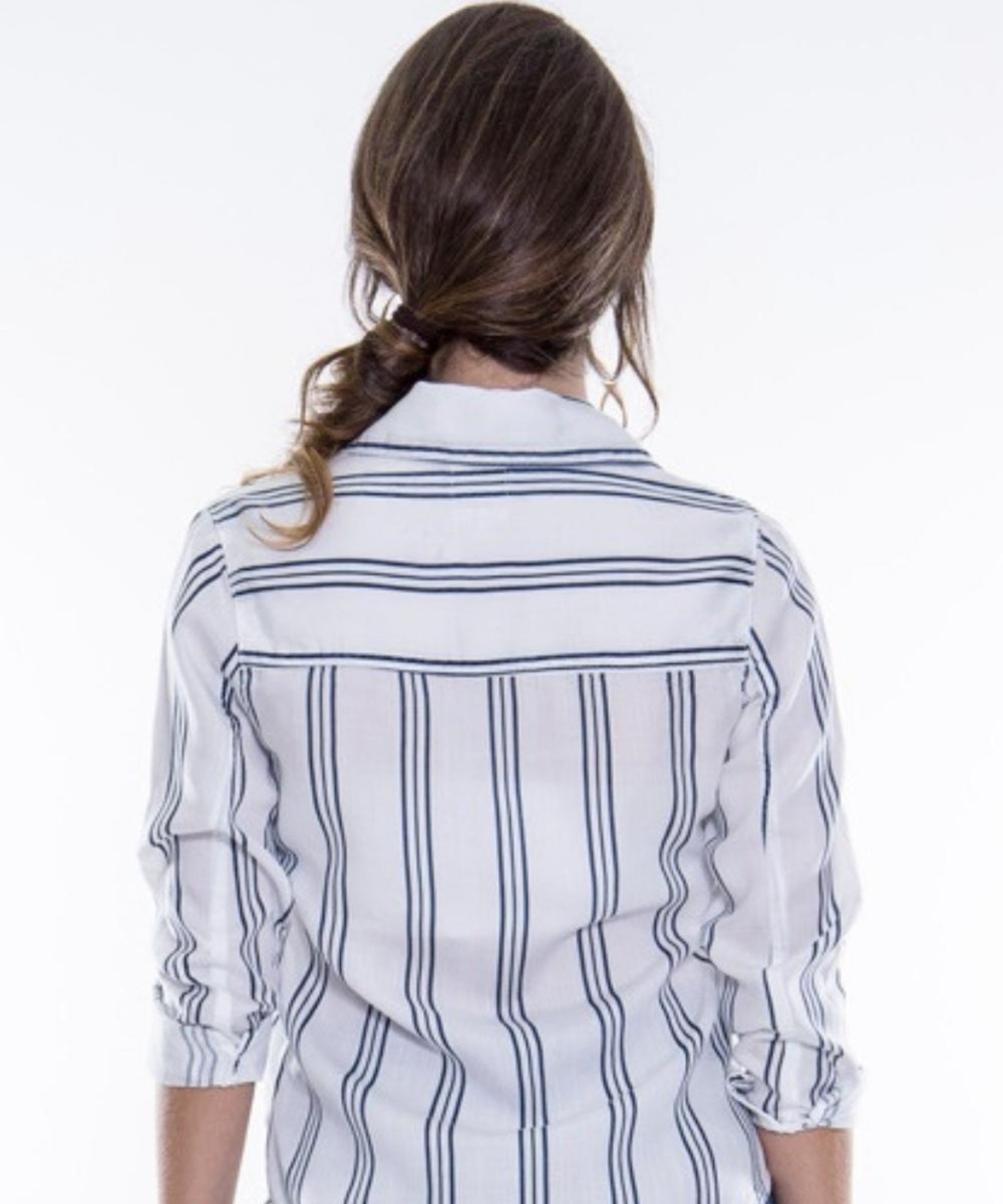 Vista 3 Camisa Feminina Listrada Razon Jeans Listrado azul Razon Jeans azul