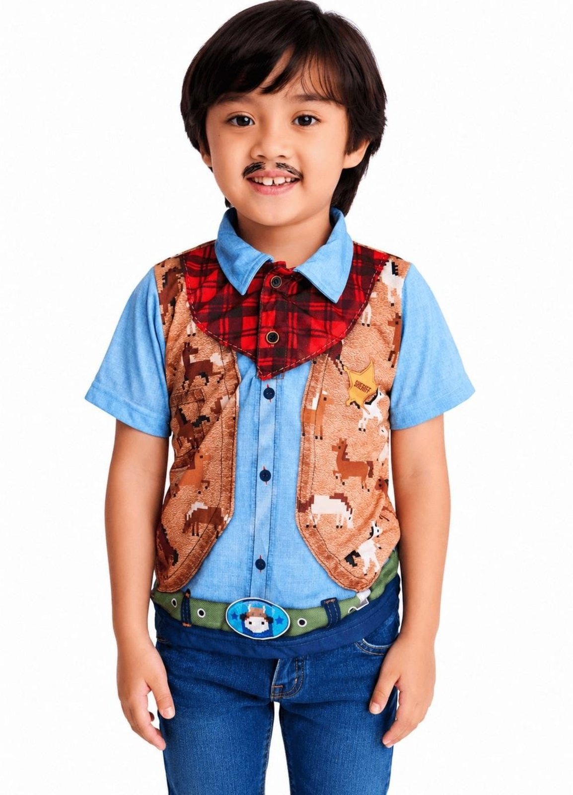 Infantil - Camiseta Menino Festa Junina Alphabeto Azul eMarrom Azul