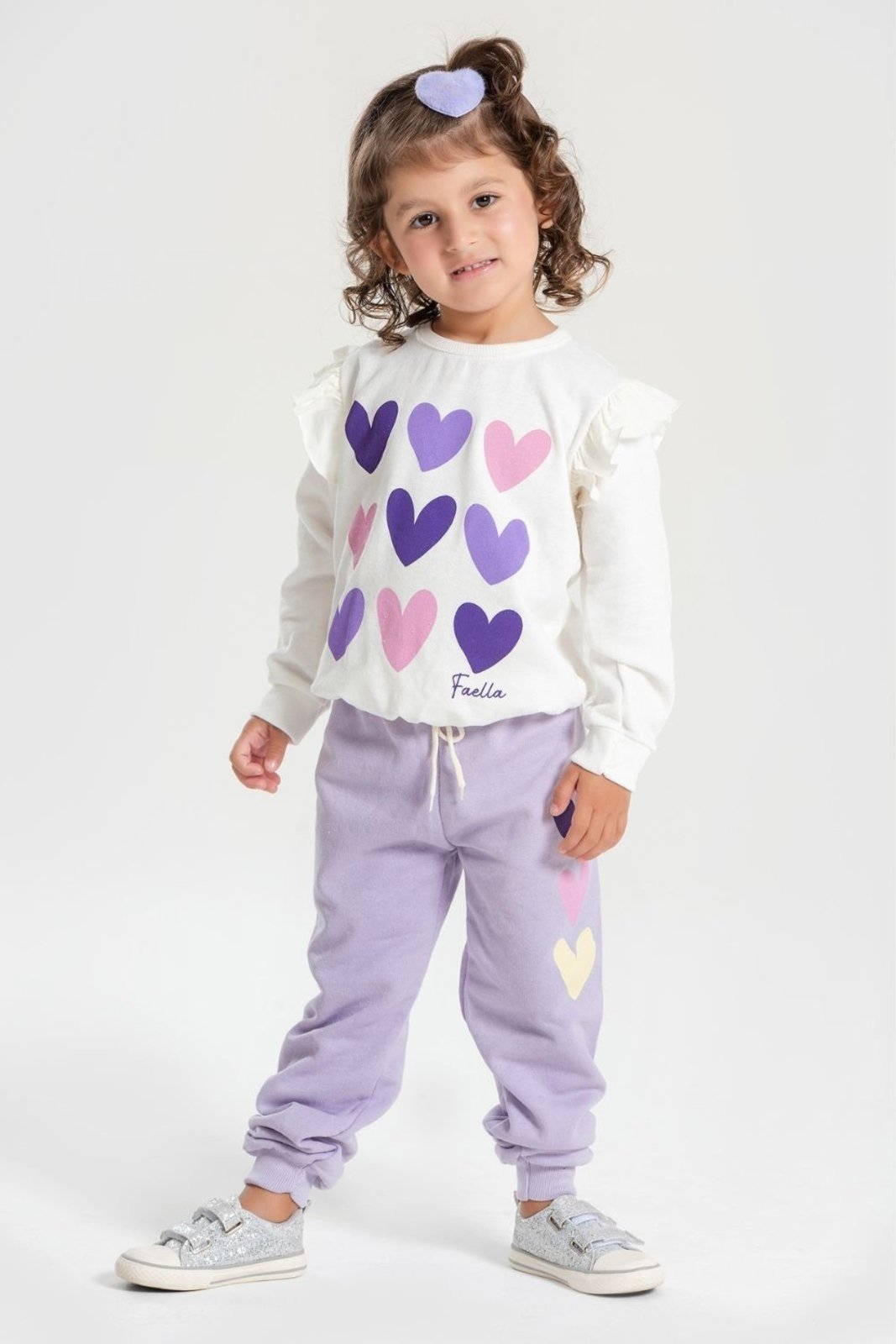 Vista 2 Infantil - Conjunto Moletom Peluciado Feminino Corações - Off-White Mega Kids unico white Mega Kids unico white