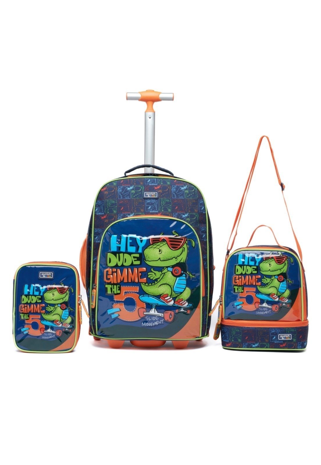Infantil - Kit Mochila Lancheira Estojo Rodinhas Guelph Escolar