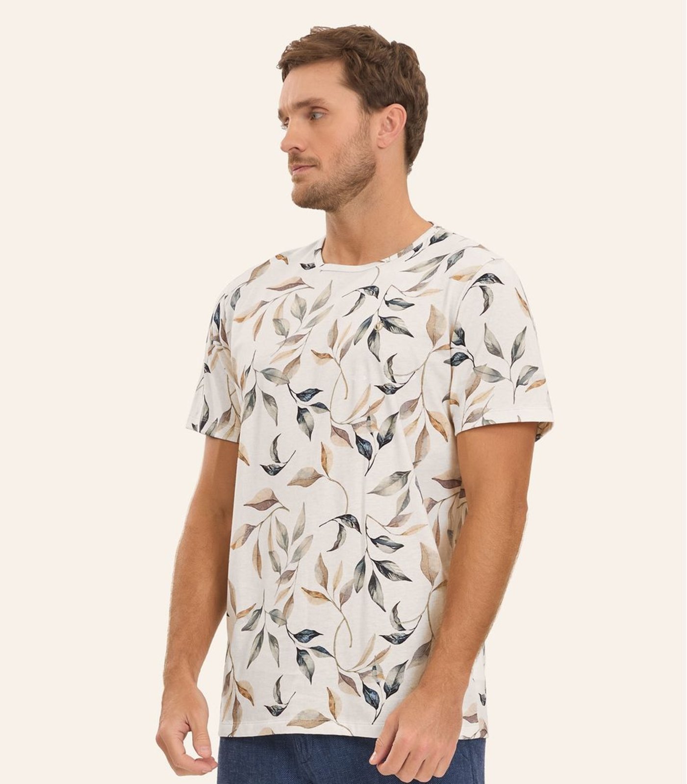 Camiseta em Meia Malha Masculina Diametro Bege