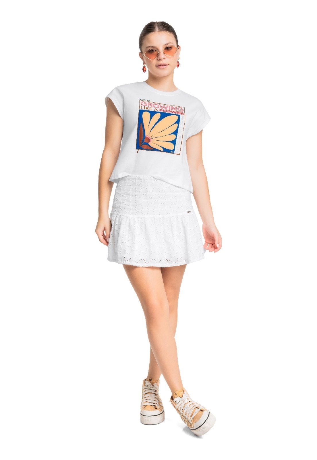 Vista 2 Infantil - Blusa em Algodão Juvenil Sem Manga Gloss marrom Gloss marrom