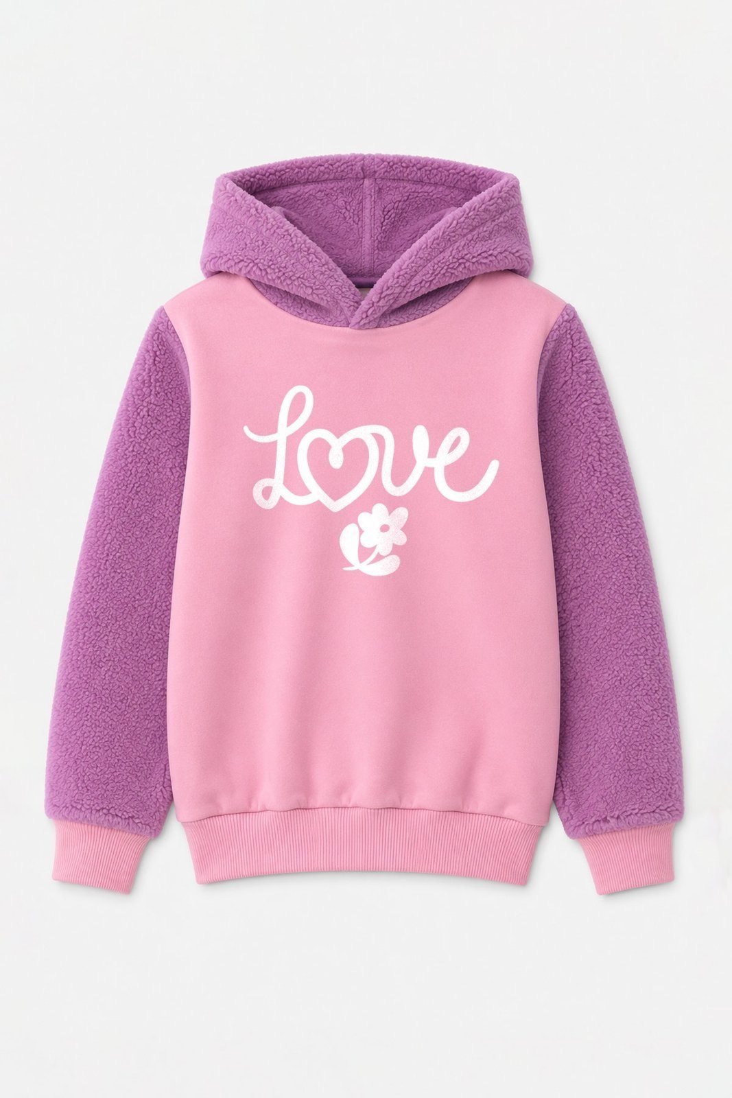 Infantil - Blusão Moletom Peluciado com Manga e Capuz Plush Love - Lilas