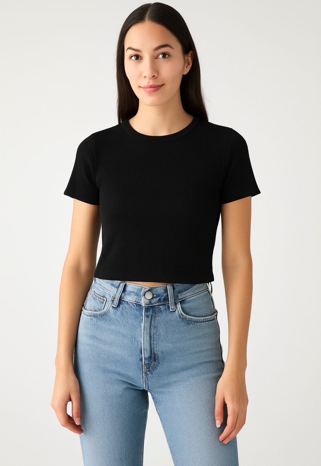 Camiseta Feminina 77VS Levosch Básica De Tricô Preto