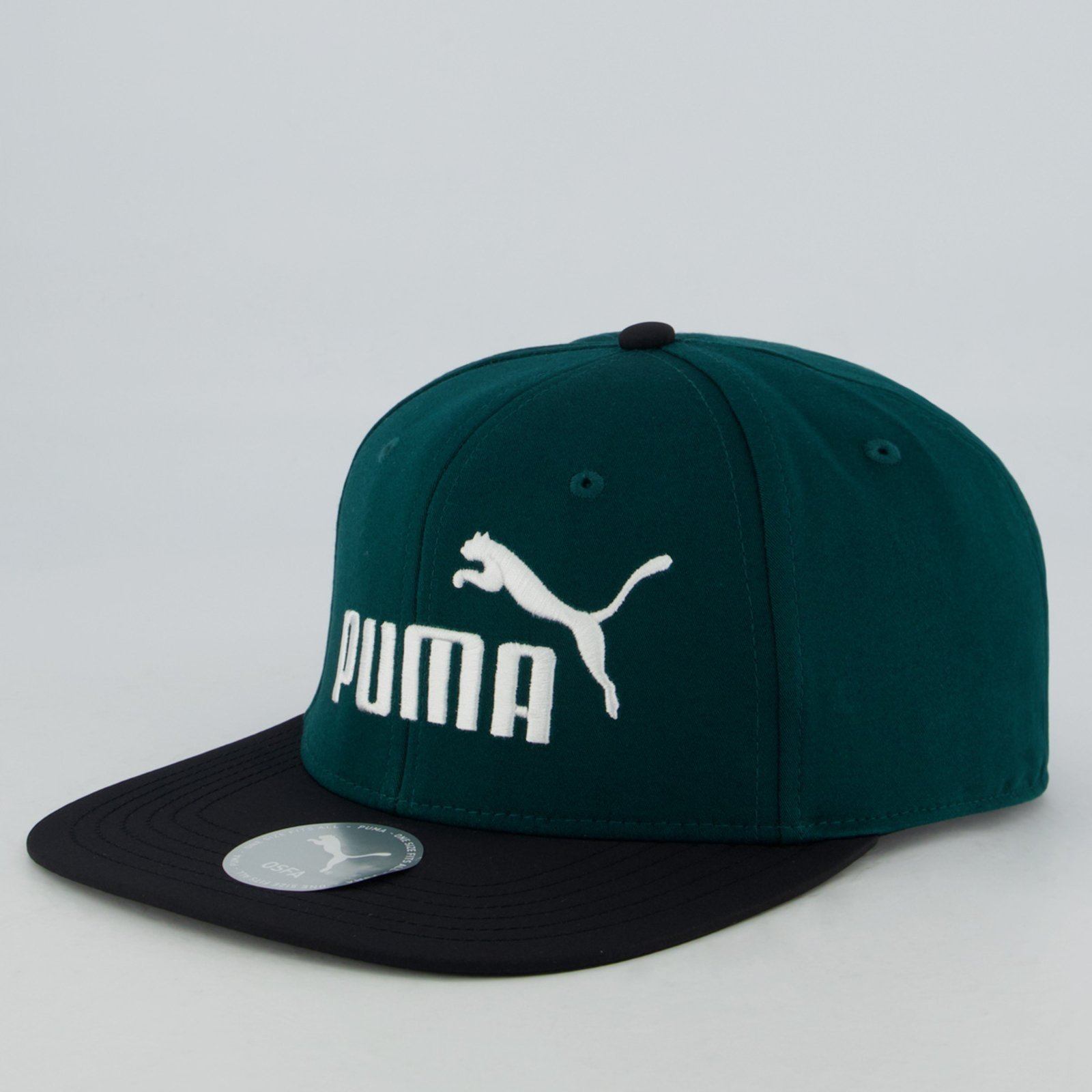 Vista 2 Boné Puma Ess No.1 Logo FB e Preto Puma verde