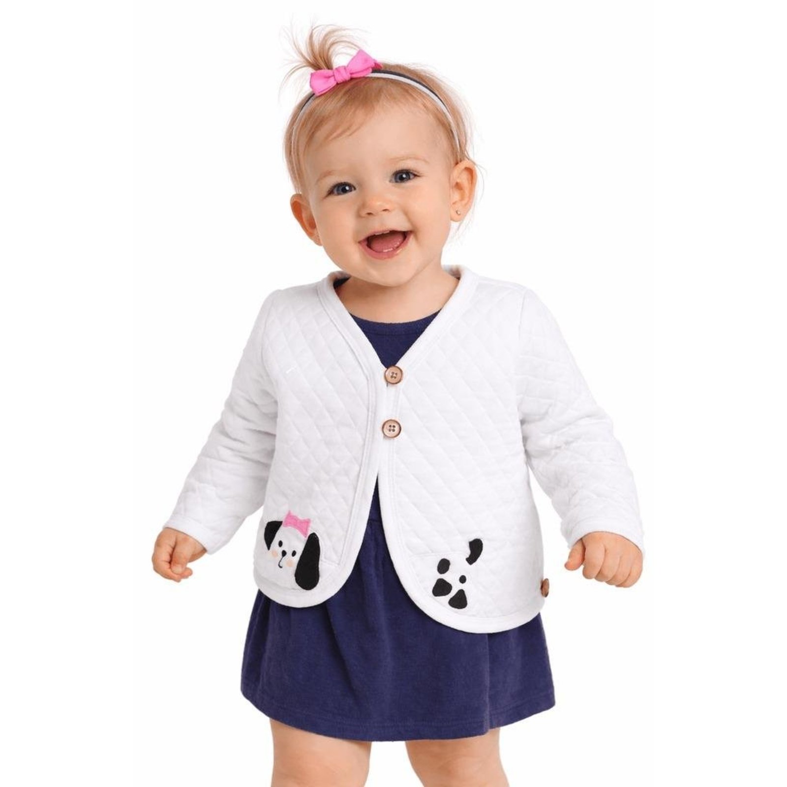 Infantil - Casaco Menina Passeando Alphabeto Branco