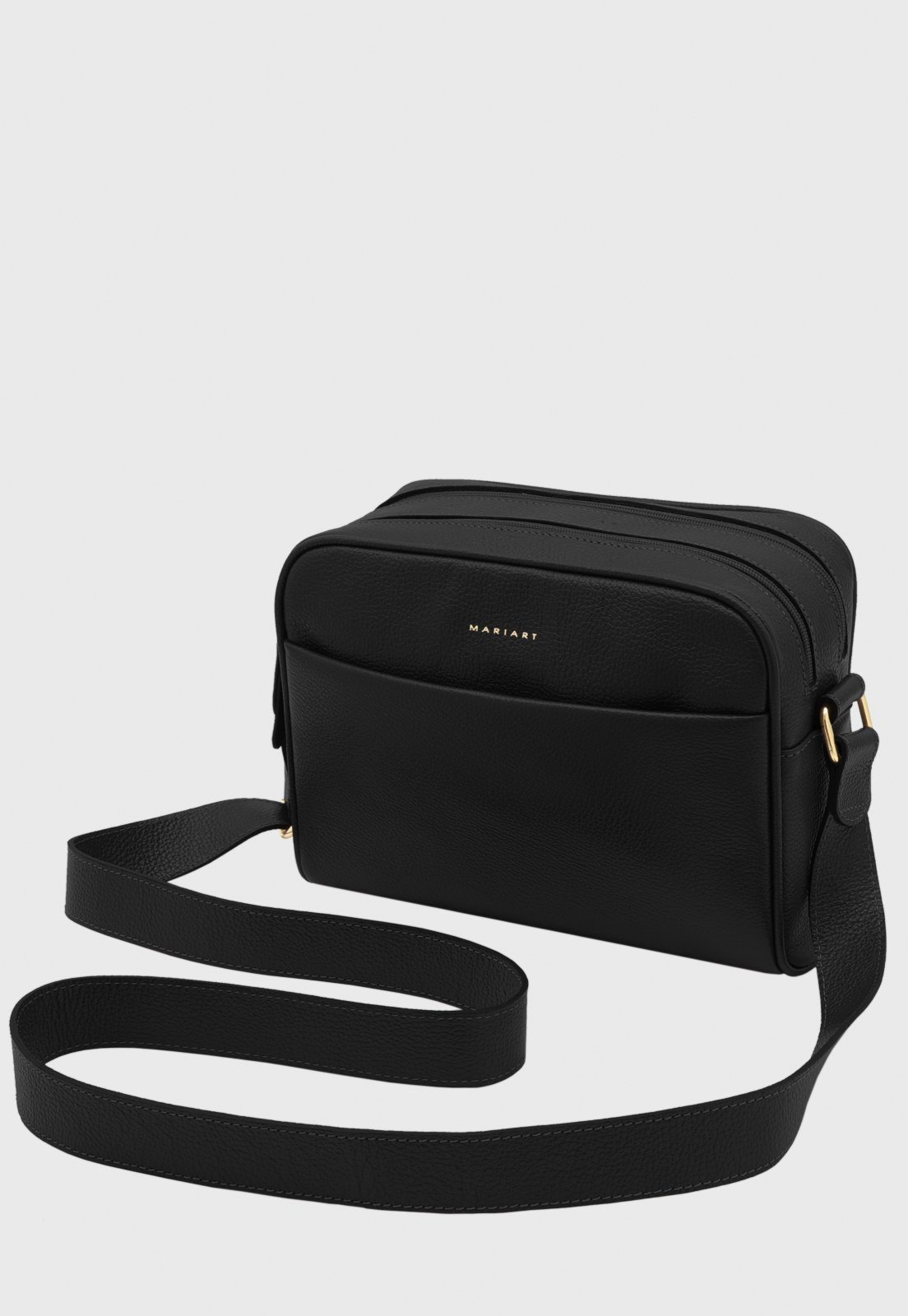 Bolsa Transversal de Couro Mariart Pupunha Preta