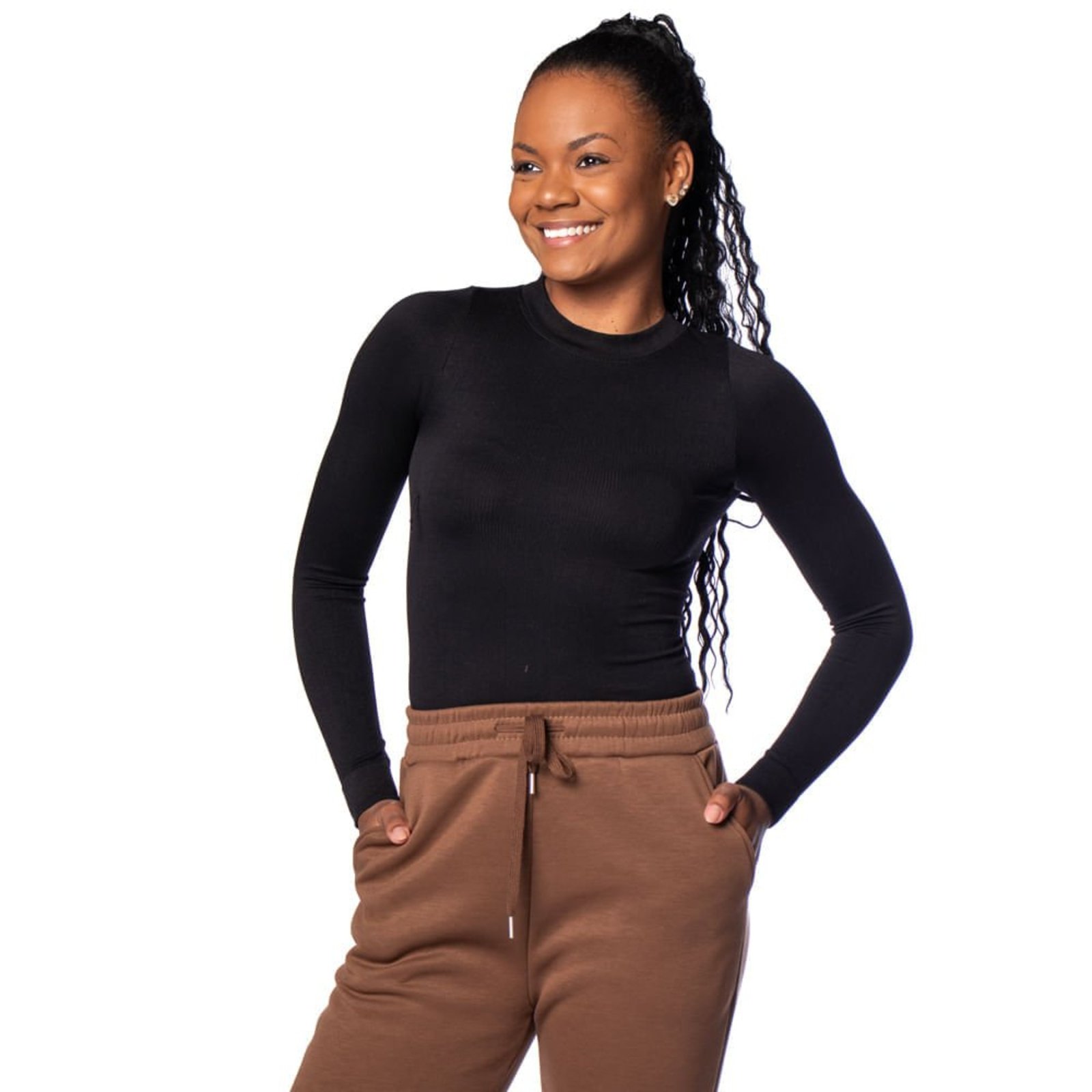 Blusa Feminina Sea Surf Canelada Gola Alta Preto