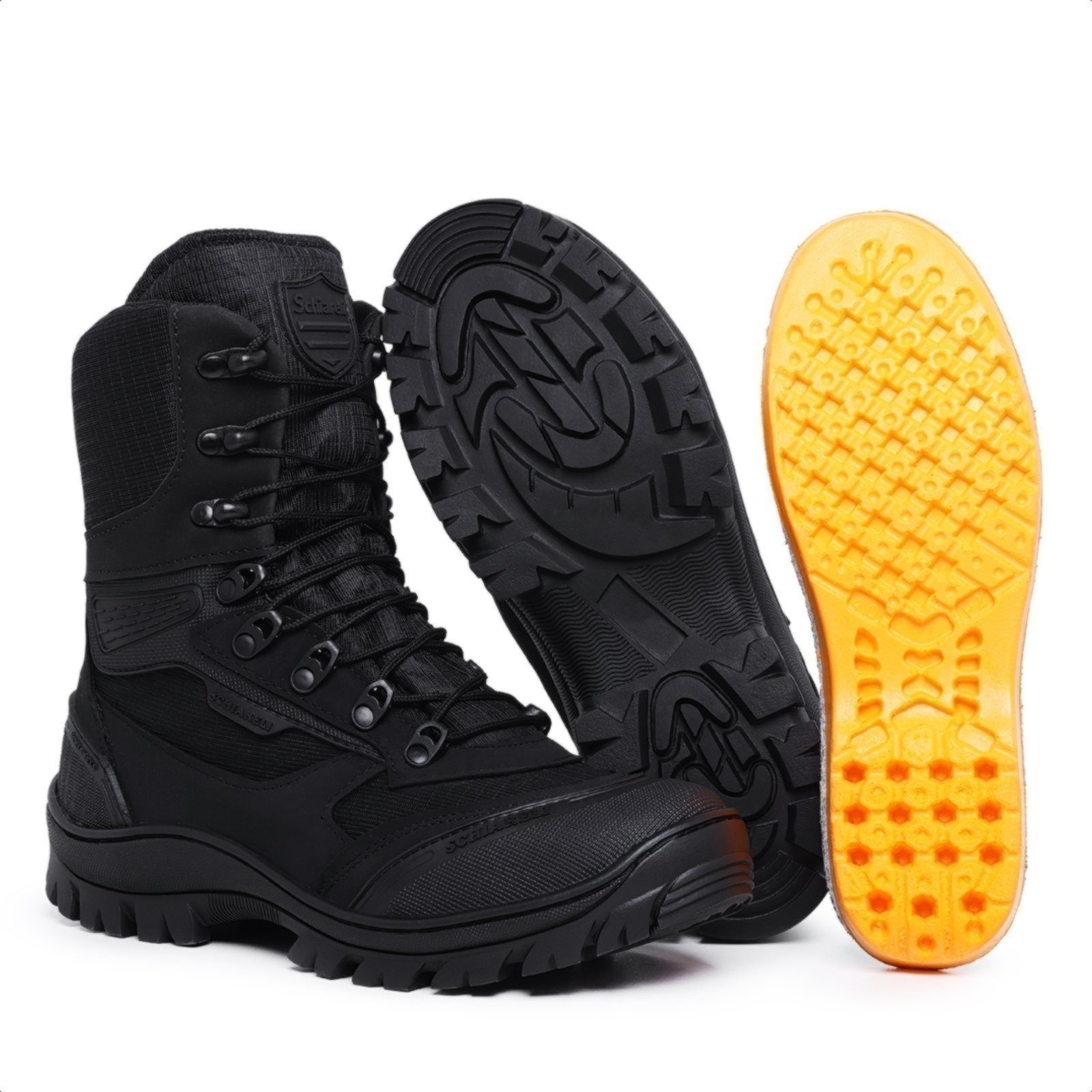 Coturno Militar Masculino Bota Tratorada Adventure Cano Curto Schiareli 930 Preto