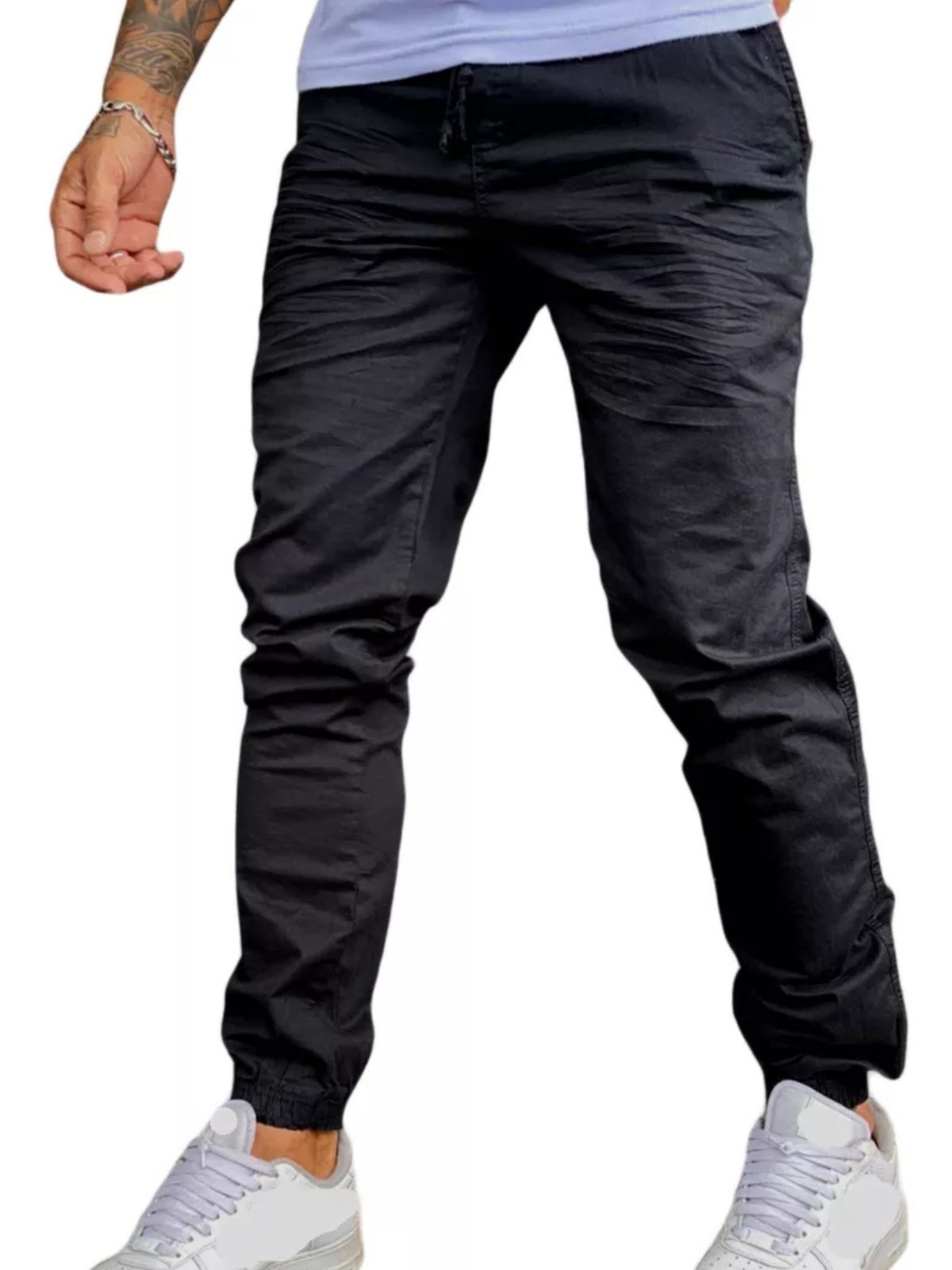 Vista 3 Calça Jogger Masculina Jeans Light com Elástico preto JEANS LIGHT preto