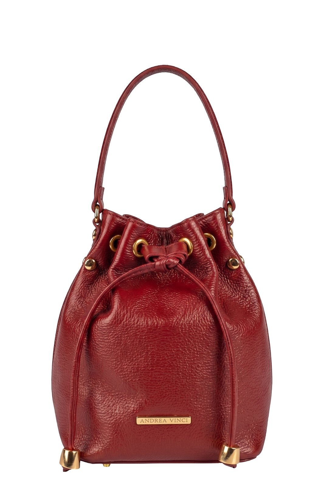 Bolsa saco em couro liso Nubia - Vermelho