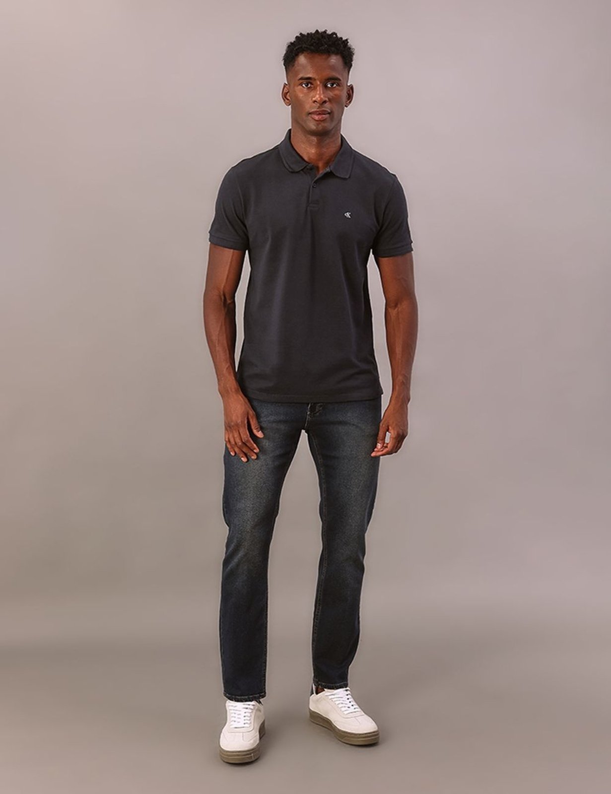 Polo Masculina Logo Bordado Calvin Klein Jeans - Marinho Calvin Klein Jeans