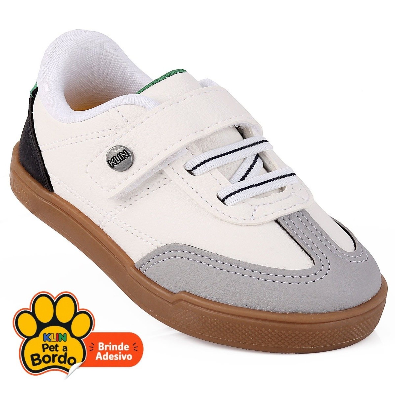 Infantil - ênis Klin Flyer Branco e Cinza Baby - Estilo Samba